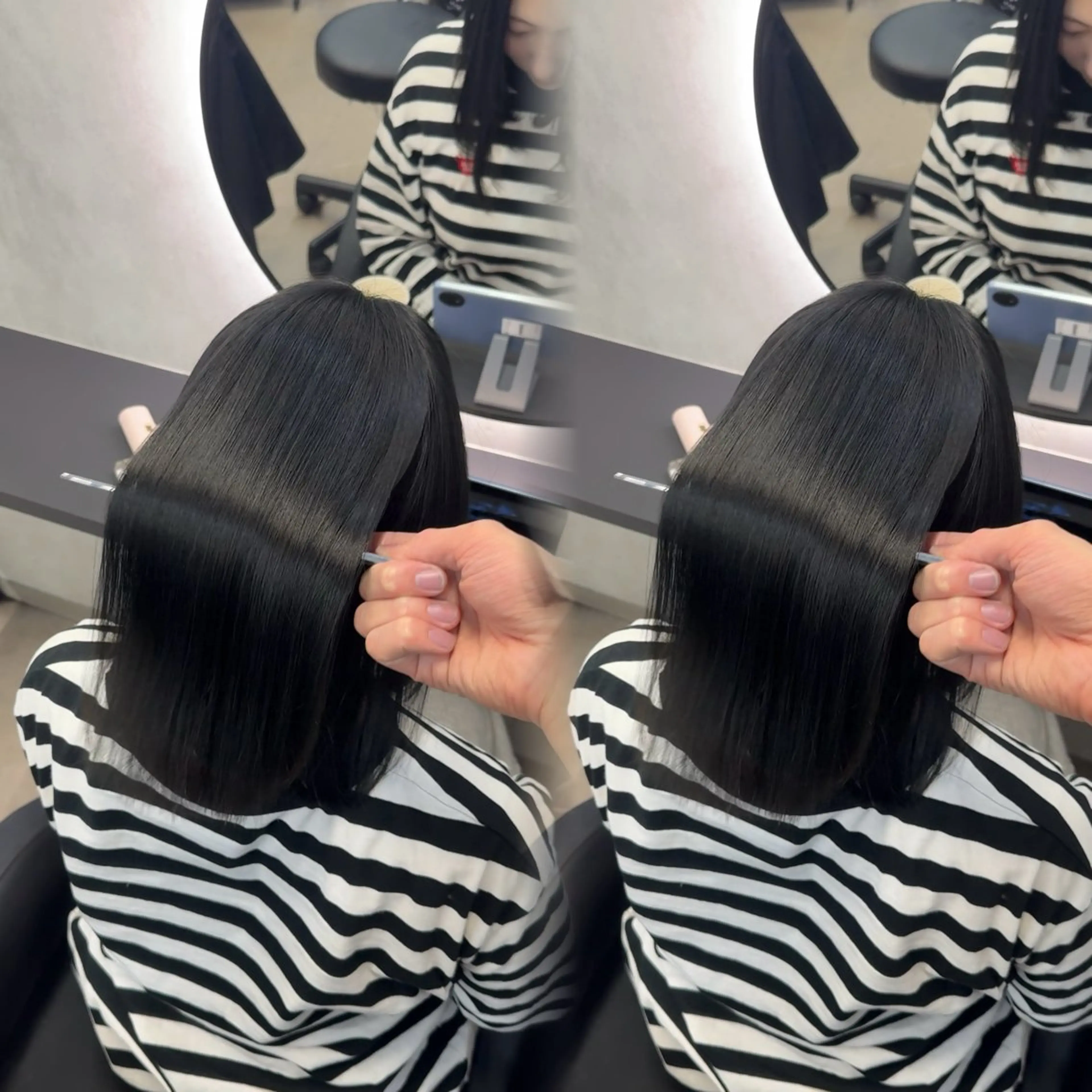 ミディアム カラー ヘアアレンジ カット ヘアカラー 縮毛矯正 トリートメント 新宿 /髪質改善/ 縮毛矯正/ヒュウガのヘアスタイル