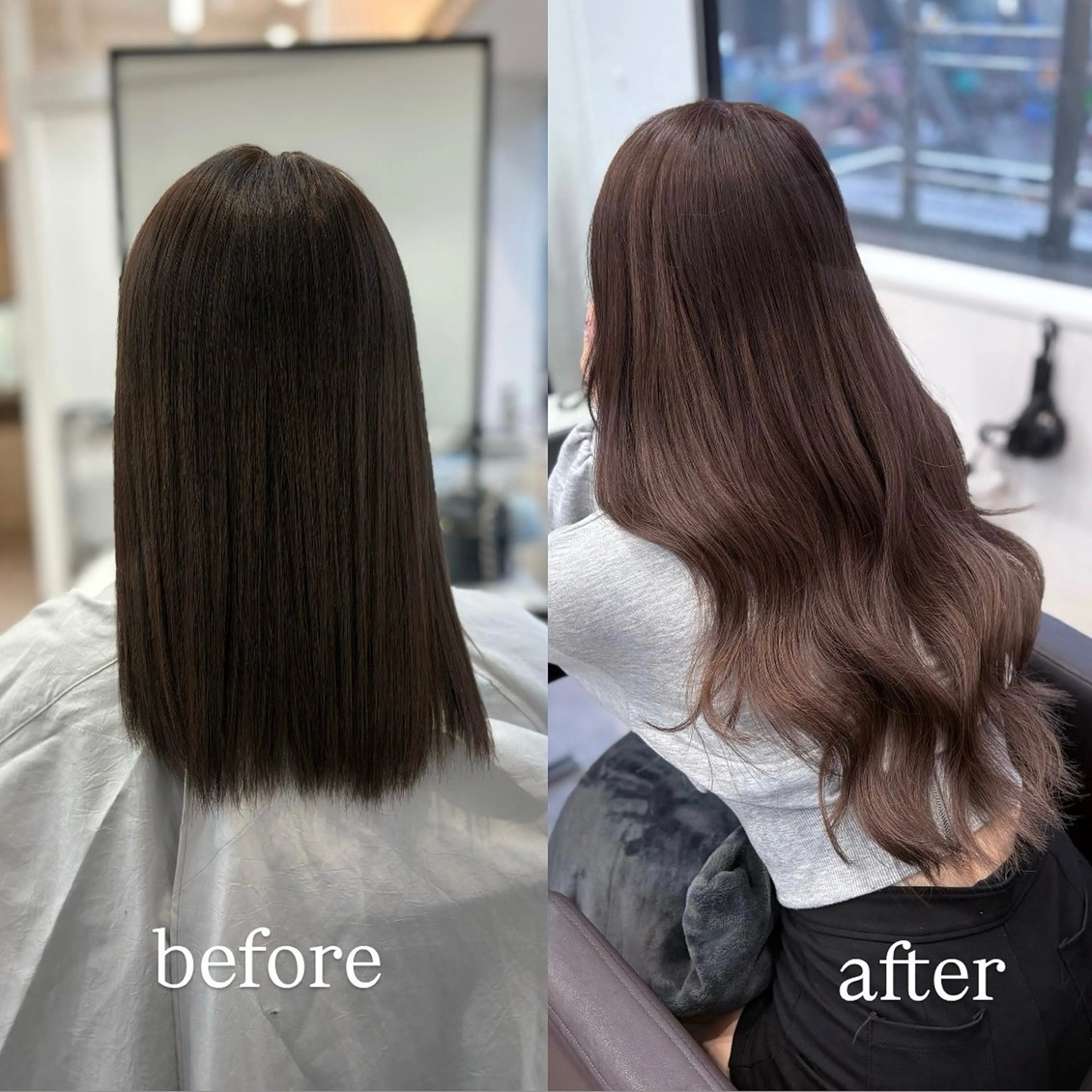 ミディアム シールエクステ エクステ エクステ 韓国風レイヤーカット 艶カラー🫧菊池のヘアスタイル
