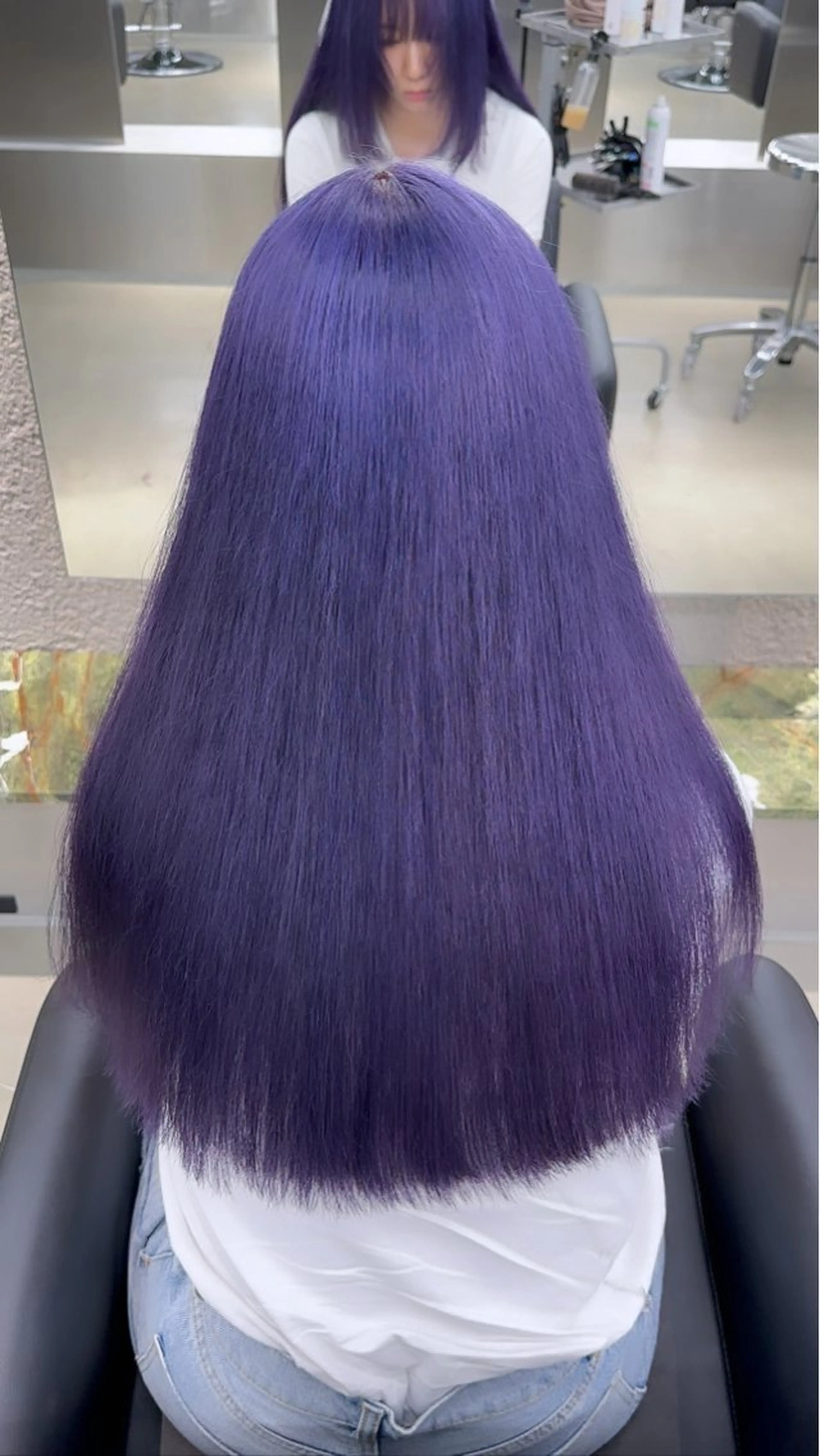 ロング カラー ブリーチ レイヤーカット トリートメント ハイトーン/ 縮毛矯正のヘアスタイル