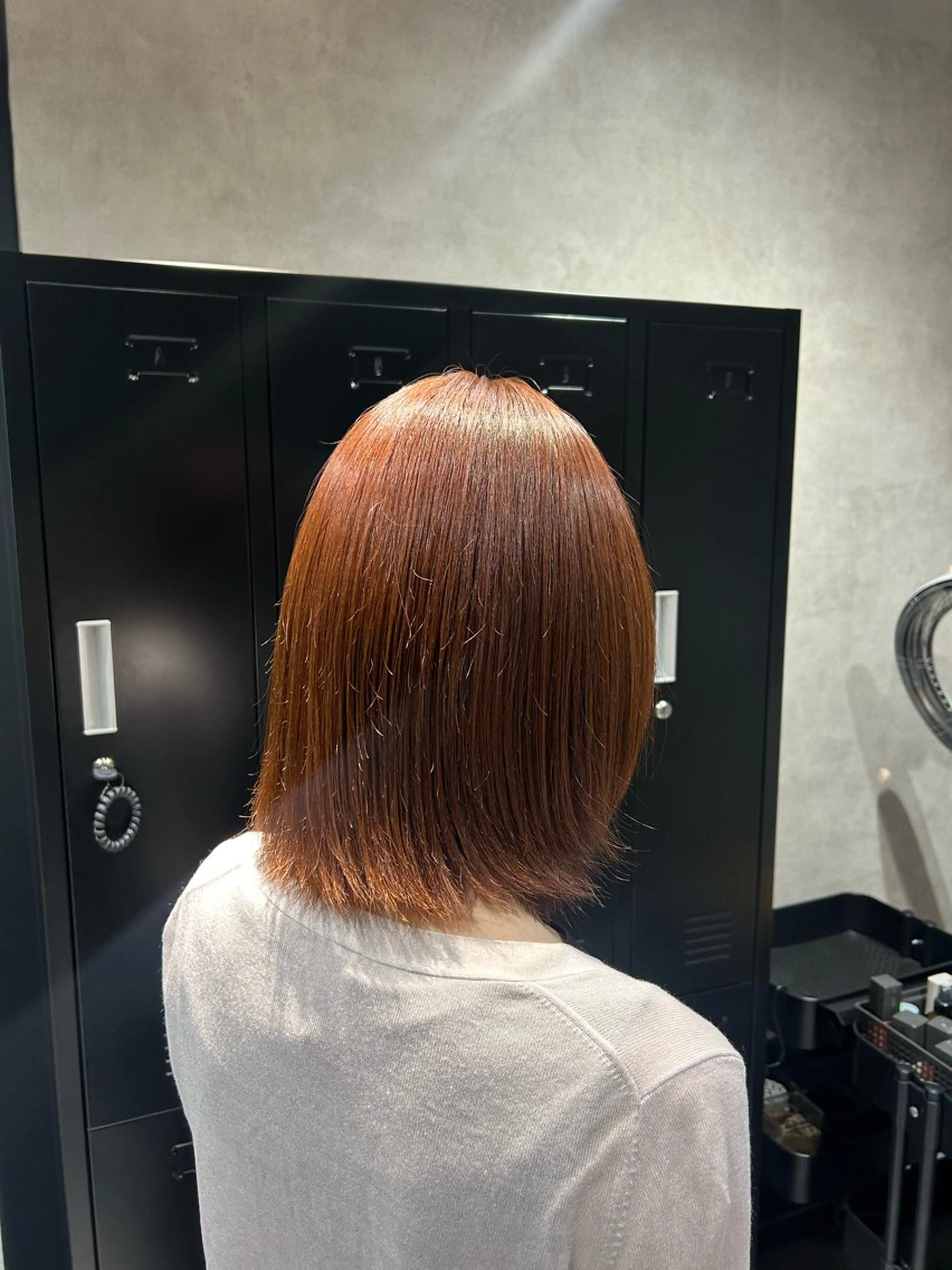 ショート カラー オレンジ 髪質改善 ヘアカラー トリートメント 《.Xian》ホソミ /ヘッドスパ/艶髪のヘアスタイル