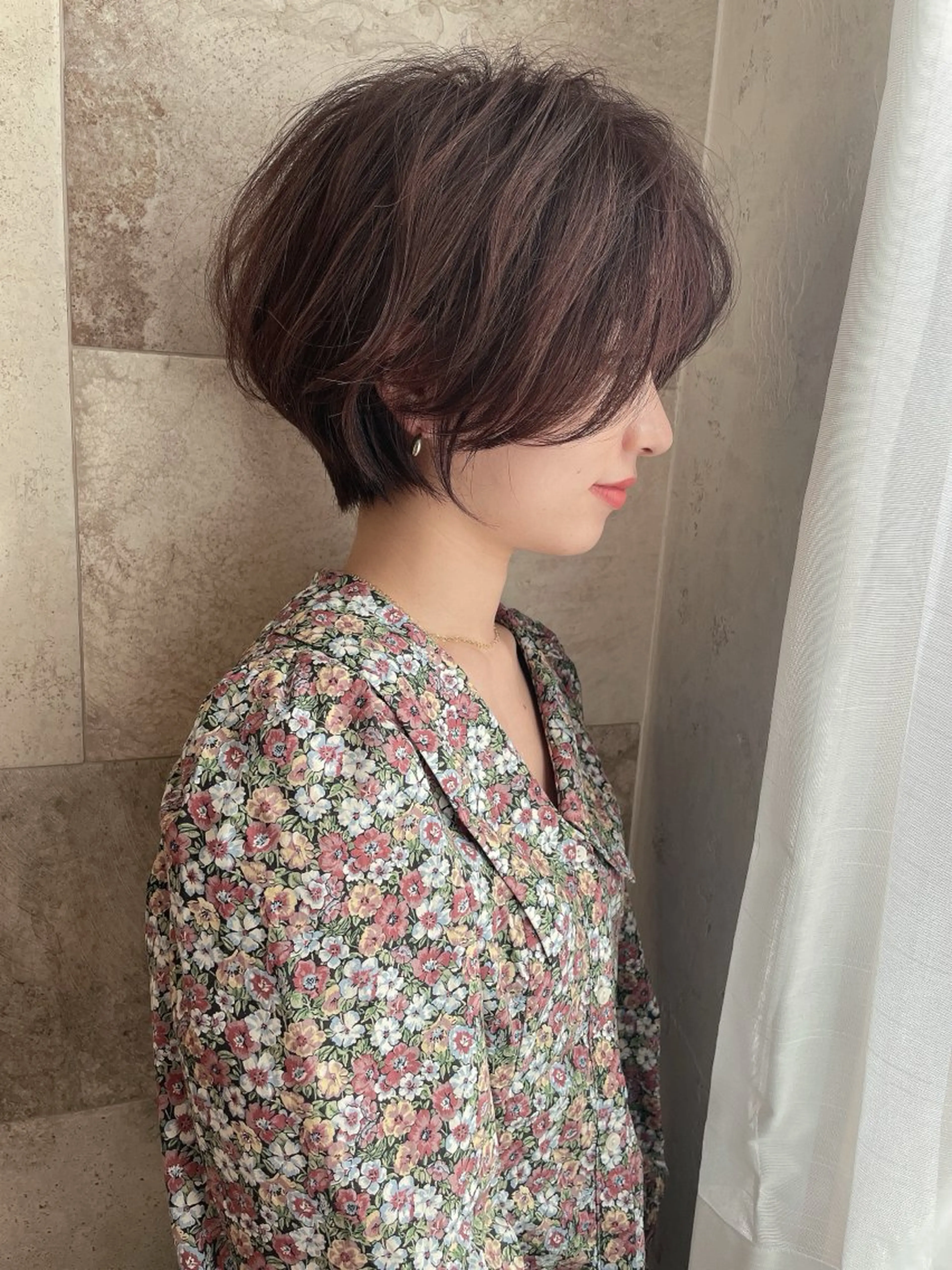 ショート 韓国風カラー ボブ くびれヘア エギョモリ 顔まわりレイヤー ボブ/顔周りカット /縮毛矯正/鈴木隆太のヘアスタイル