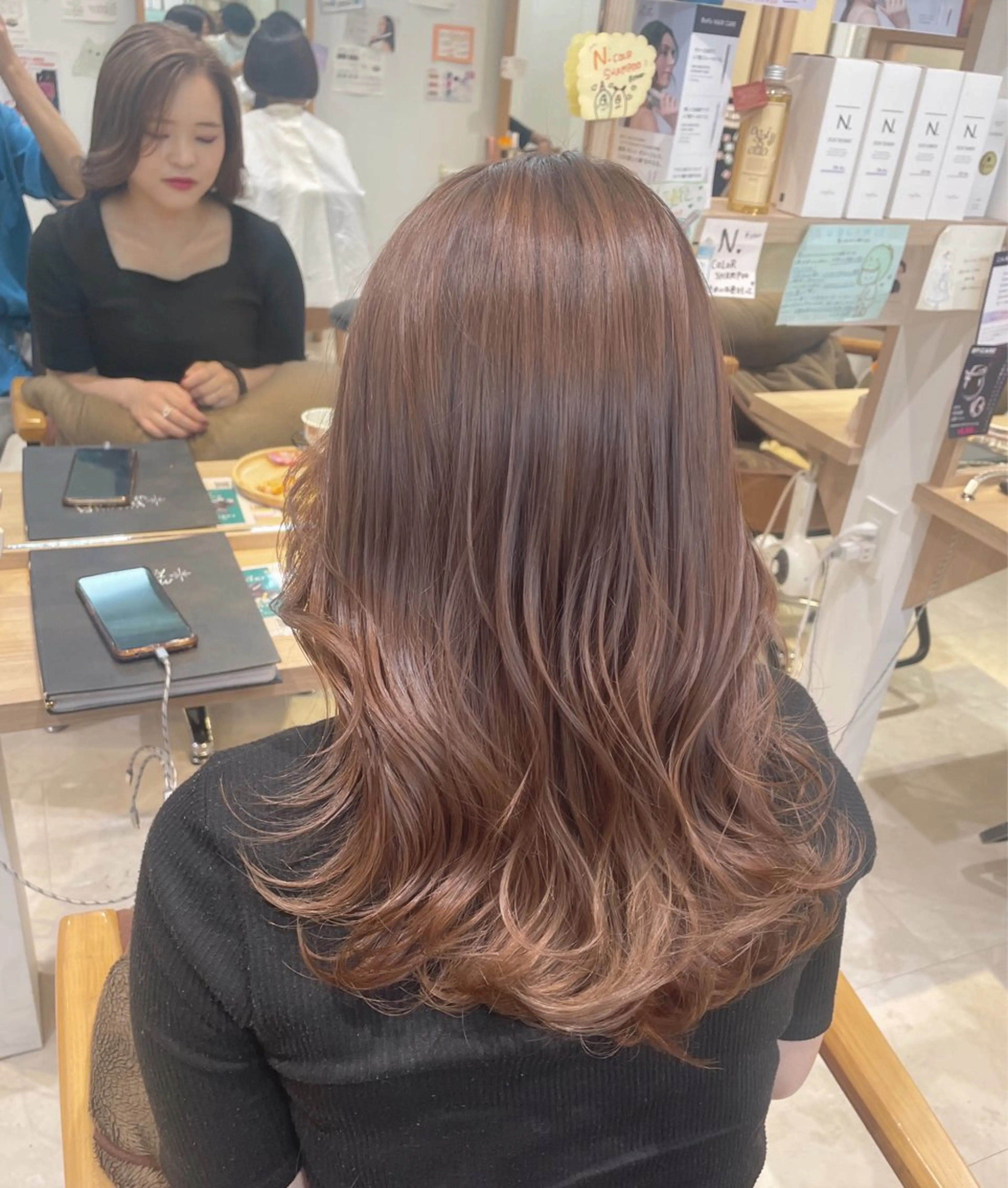 ミディアム パーマ ブリーチなしレイヤー 髪質改善/韓国ヘアのヘアスタイル