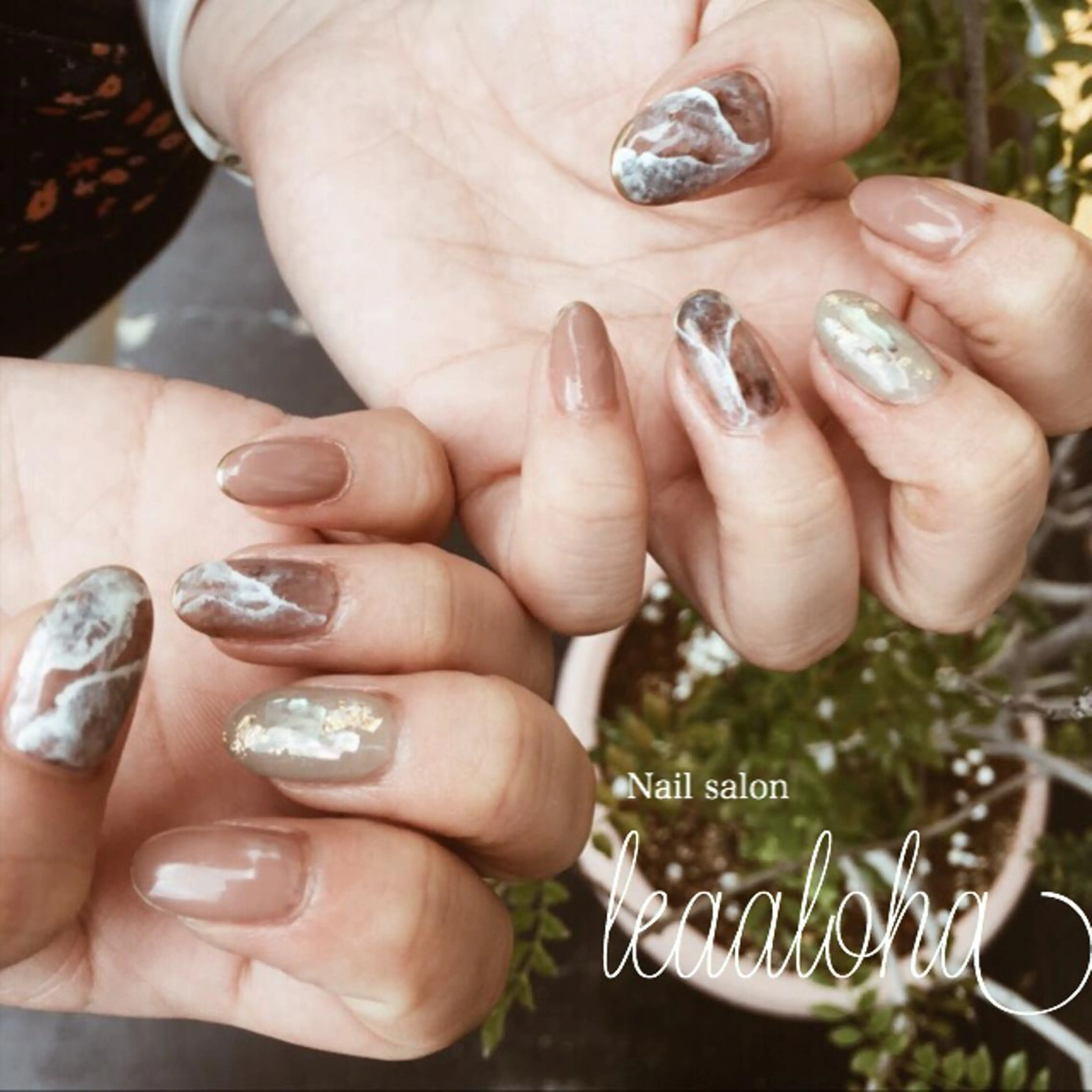 ネイル アートネイル ブラウン クリアネイル フットネイル ジェルネイル leaaloha　byBROWN HAIR所属・レアアロハ宇都宮 /ネイル.脱毛のネイルデザイン