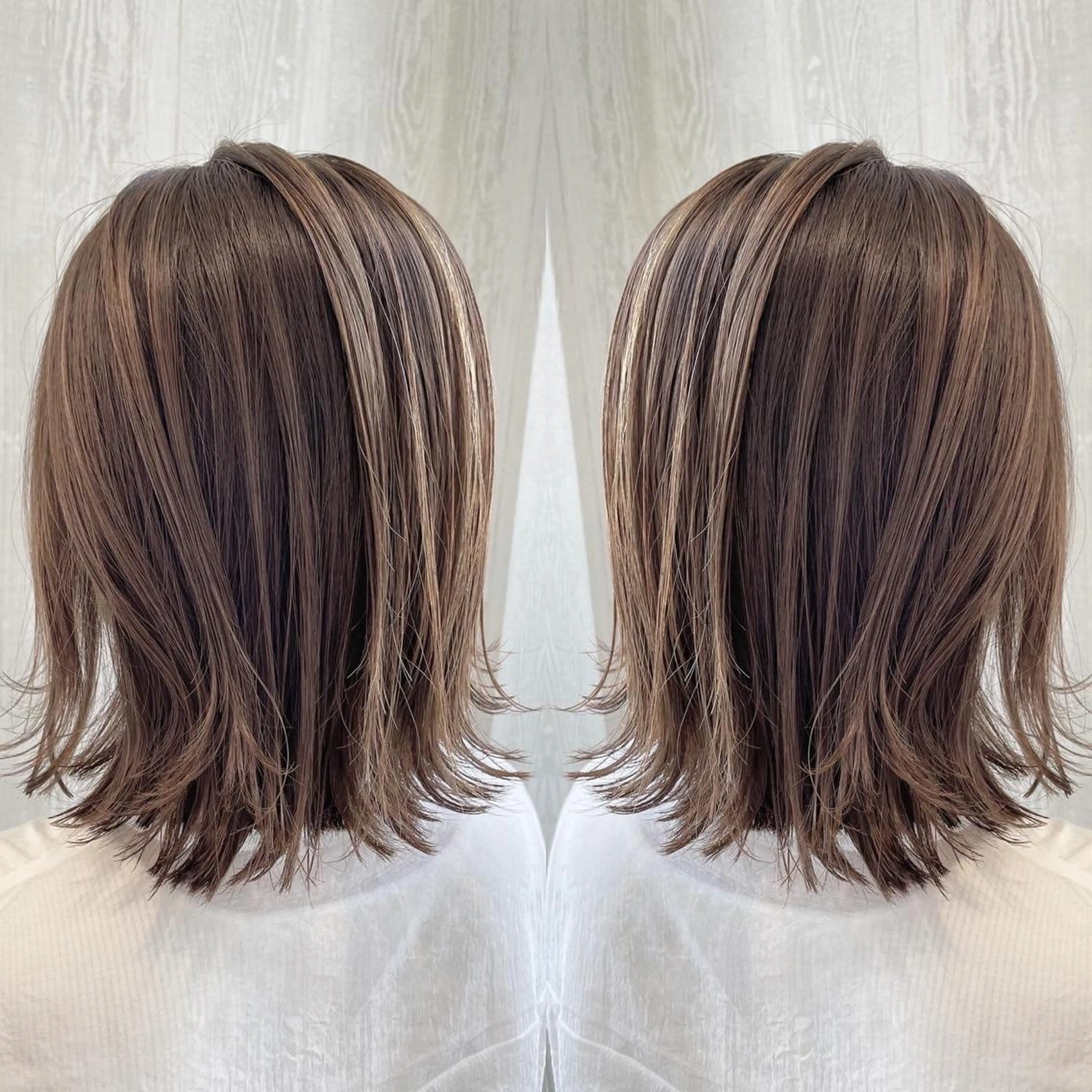 ミディアム カラー アッシュ ベージュカラー 外国人風カラー レイヤーカット ヘアカラー トリートメント 河合秀明/ハイライト /インナーカラーのヘアスタイル