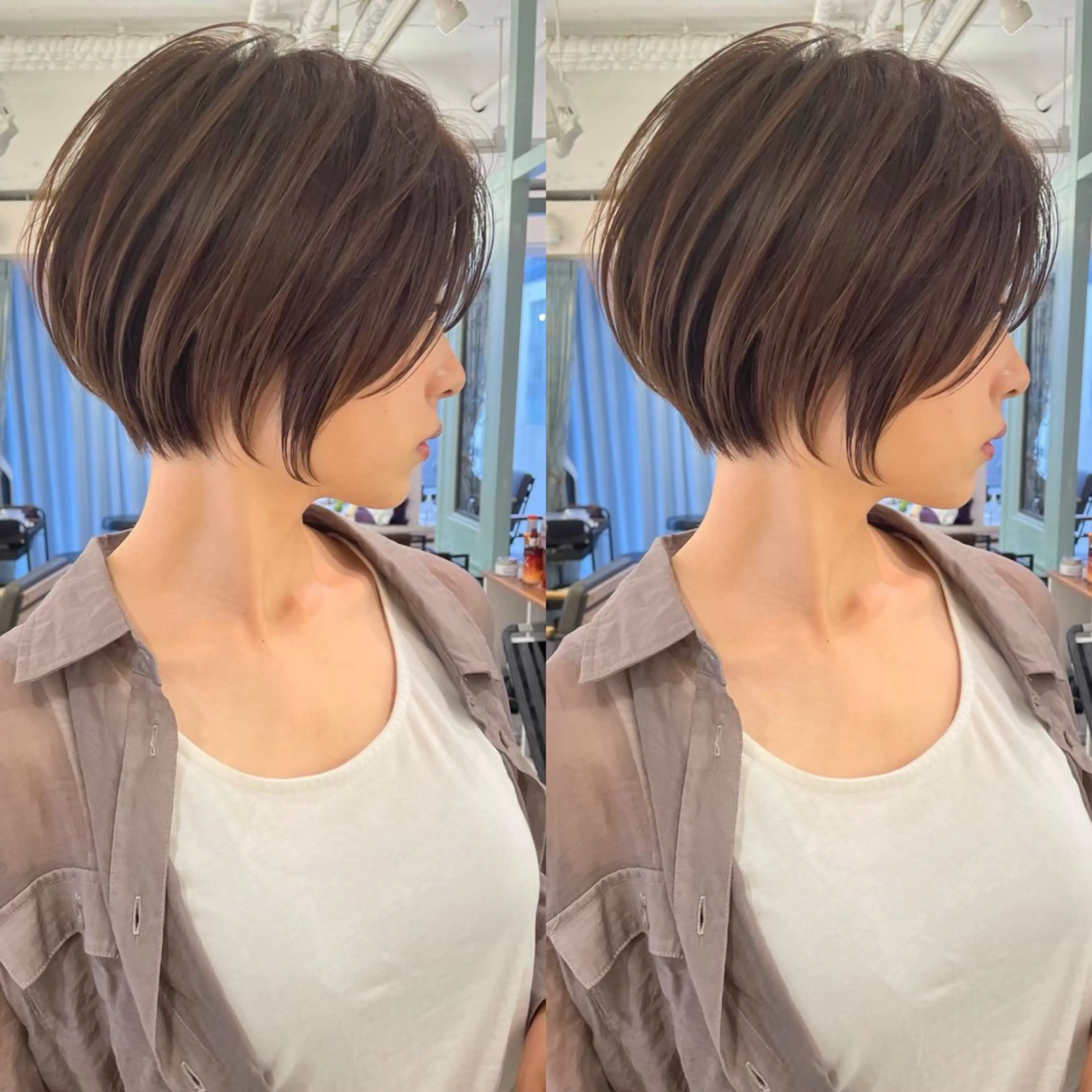 ショート カラー ボブ 顔周りカット 韓国風ヘア レイヤーカット ショートヘア ショート特化/ 似合わせカット/高津のヘアスタイル