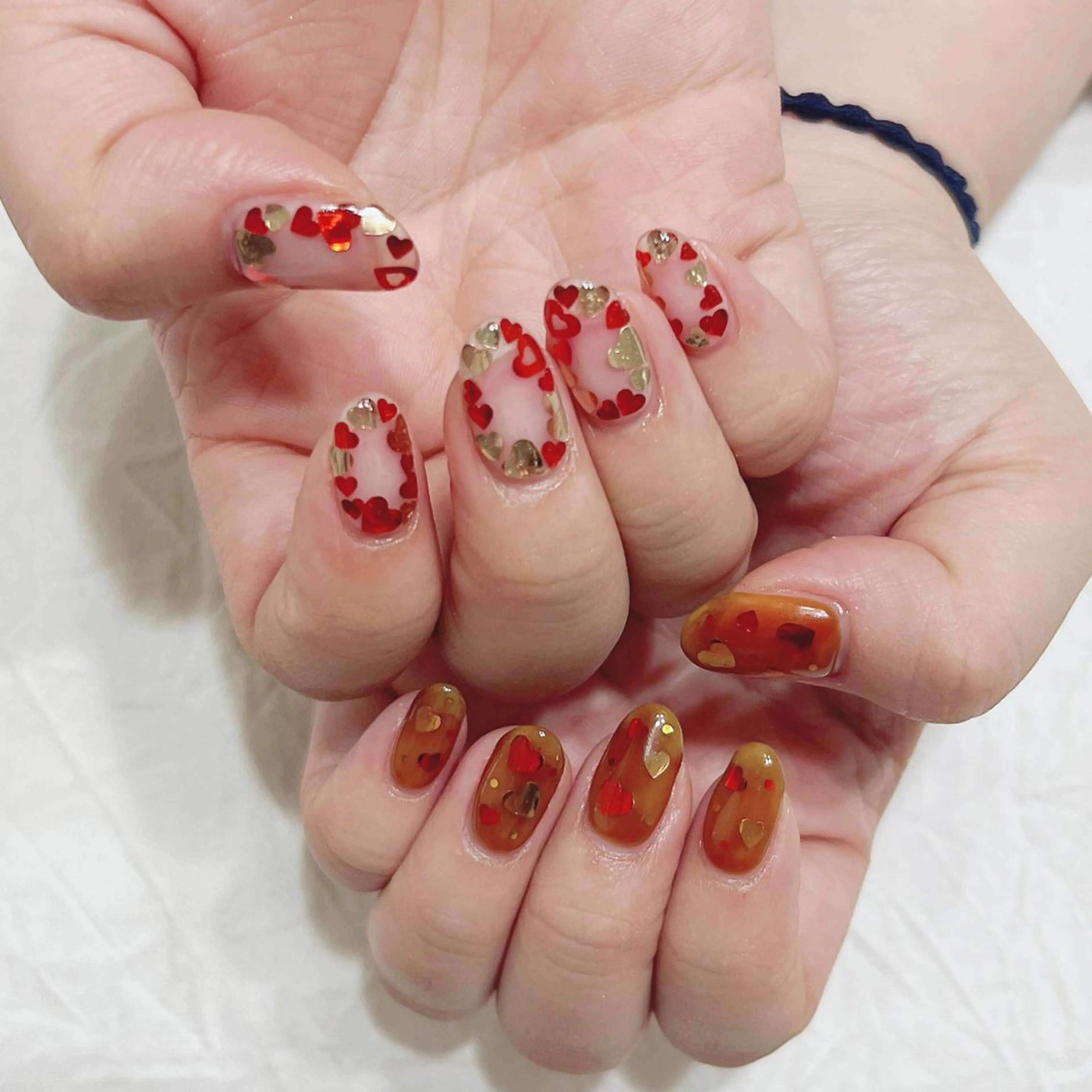 ネイル ハート ラメ(グリッター) ハンドネイル peaberry nailのネイルデザイン