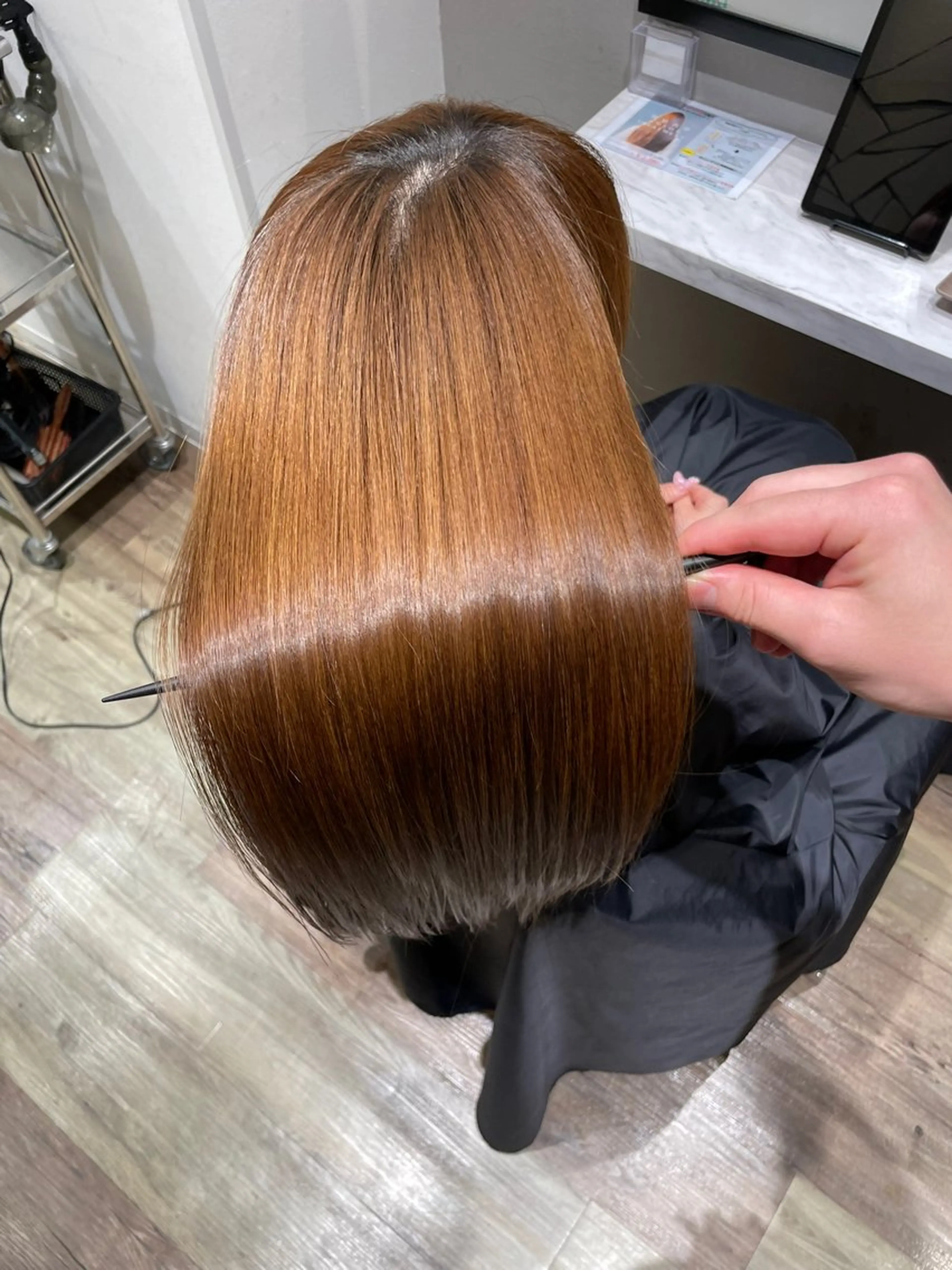 ロング パーマ 縮毛矯正 トリートメント k-two✨たき艶感 カラー／美髪矯正のヘアスタイル