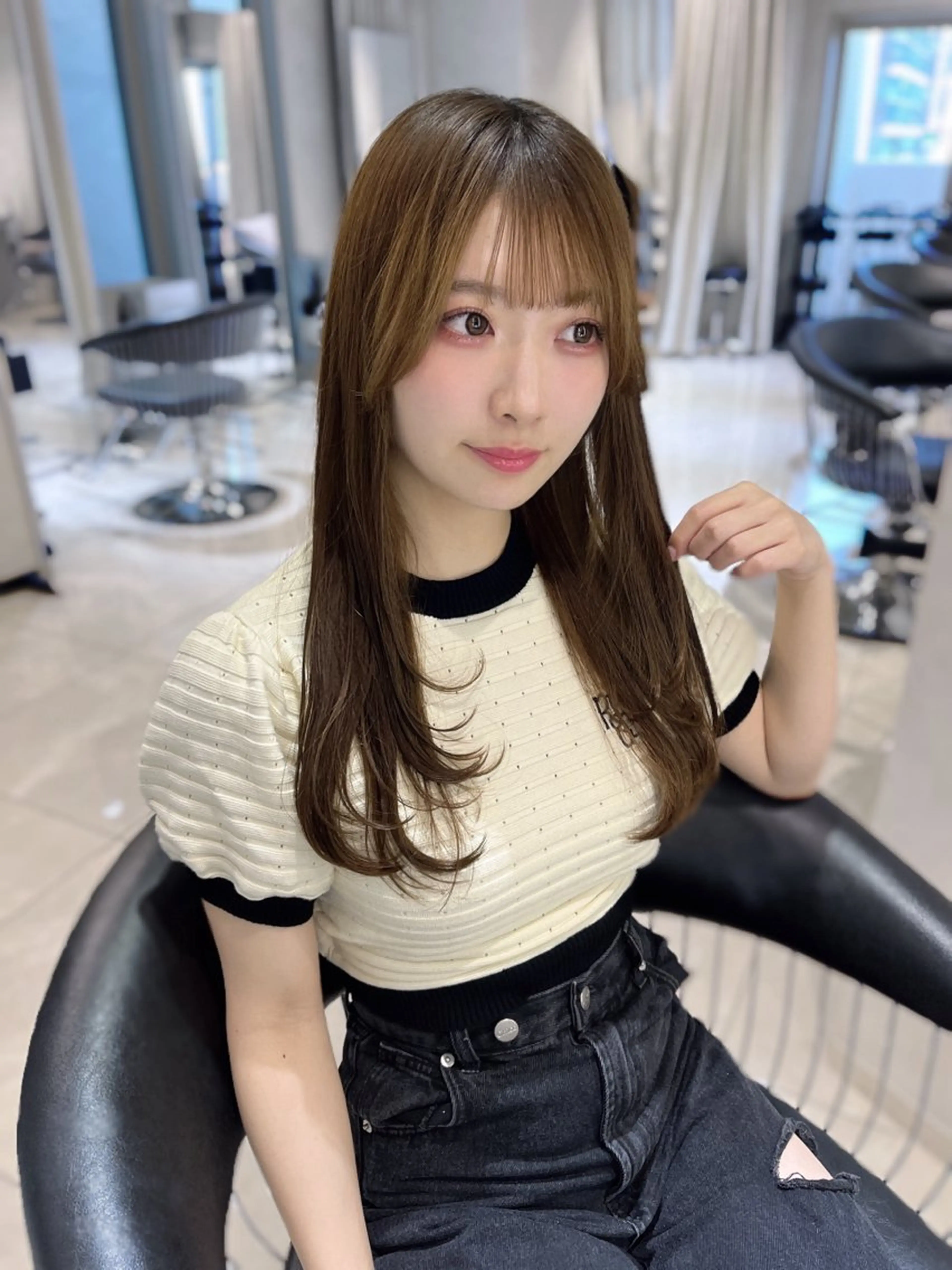 ロング カラー 韓国メンズ特化 ダウン・毛流れパーマのヘアスタイル