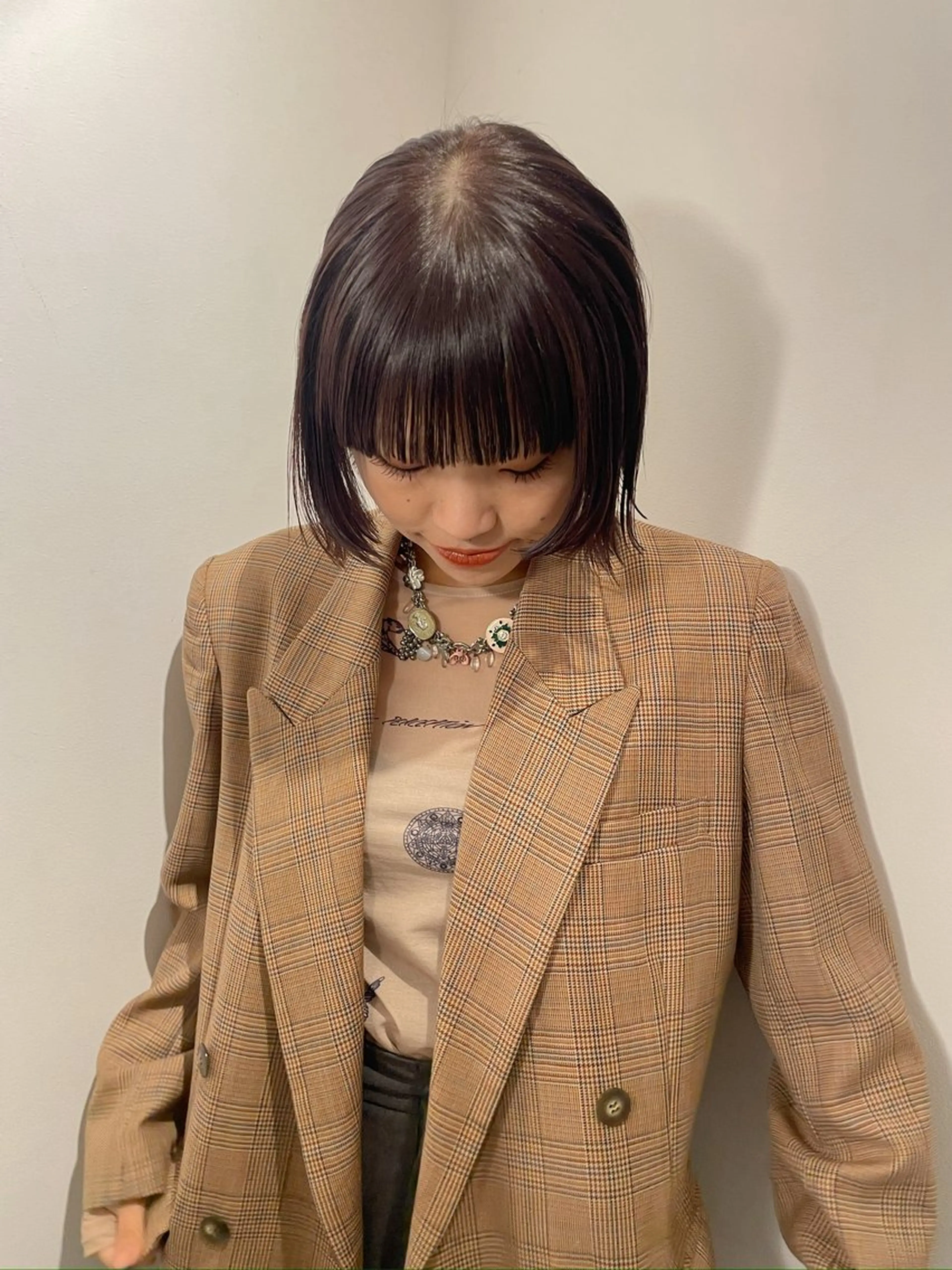ミディアム ボブ 顔まわりレイヤー レイヤーカット 似合わせカット カット ヘアカラー Luca🟠 ticro hairのヘアスタイル