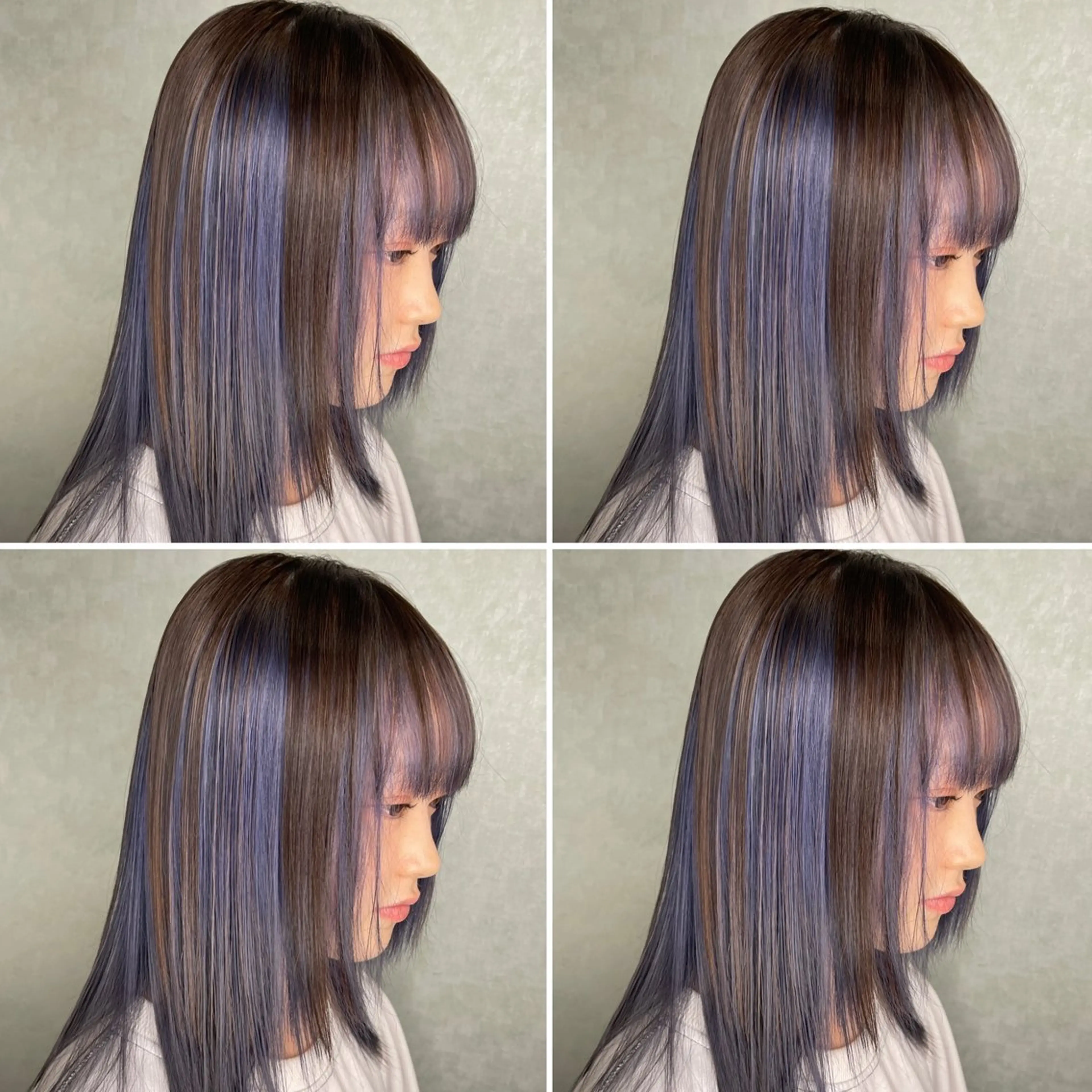 カラー インナーカラー 透明感カラー🩵🩵 韓国ヘアkanatoのヘアスタイル