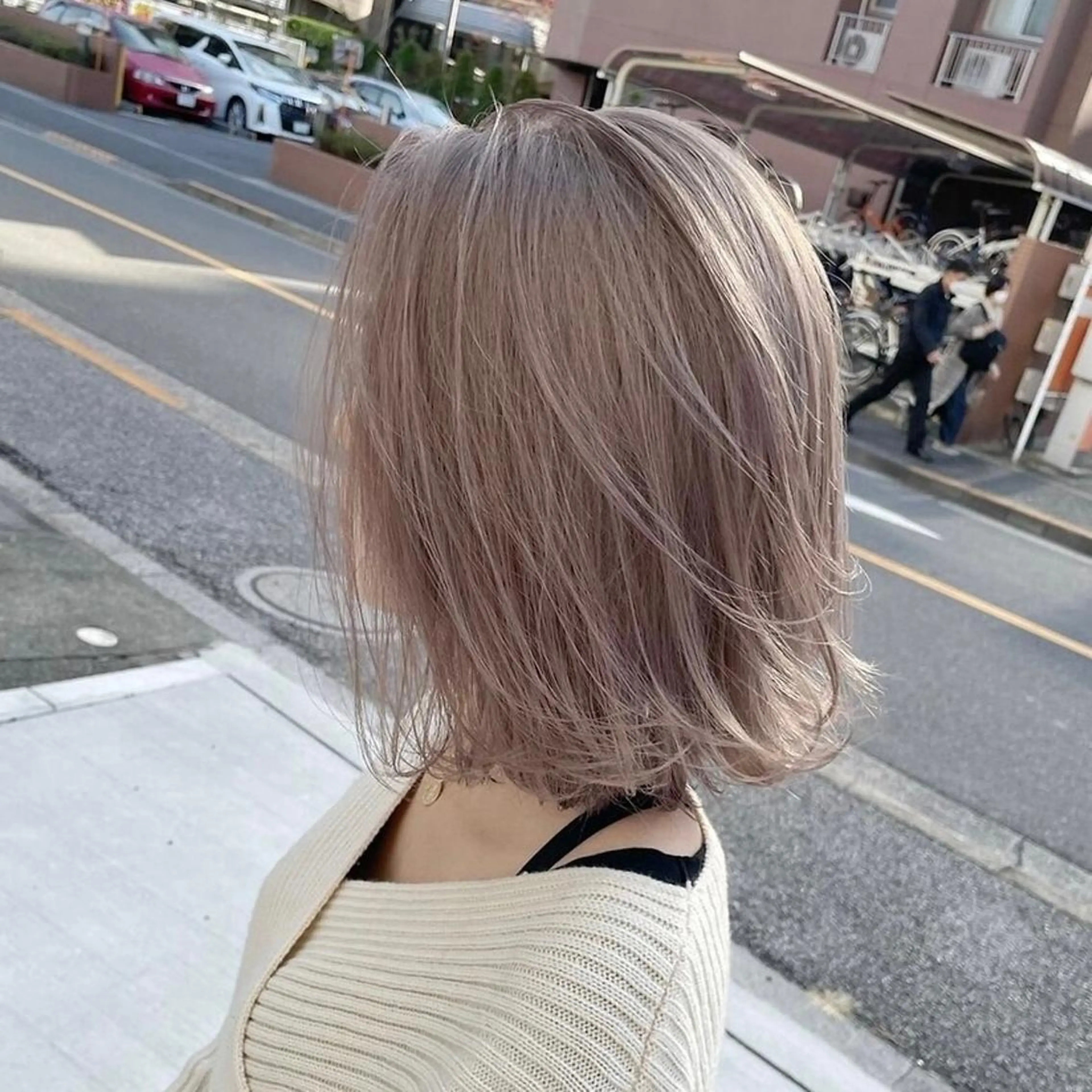 ミディアム 韓国風カラー ボブ 外国人風カラー ハイライト 髪質改善 メンズカット✂️ ¥2,200〜*土田のヘアスタイル