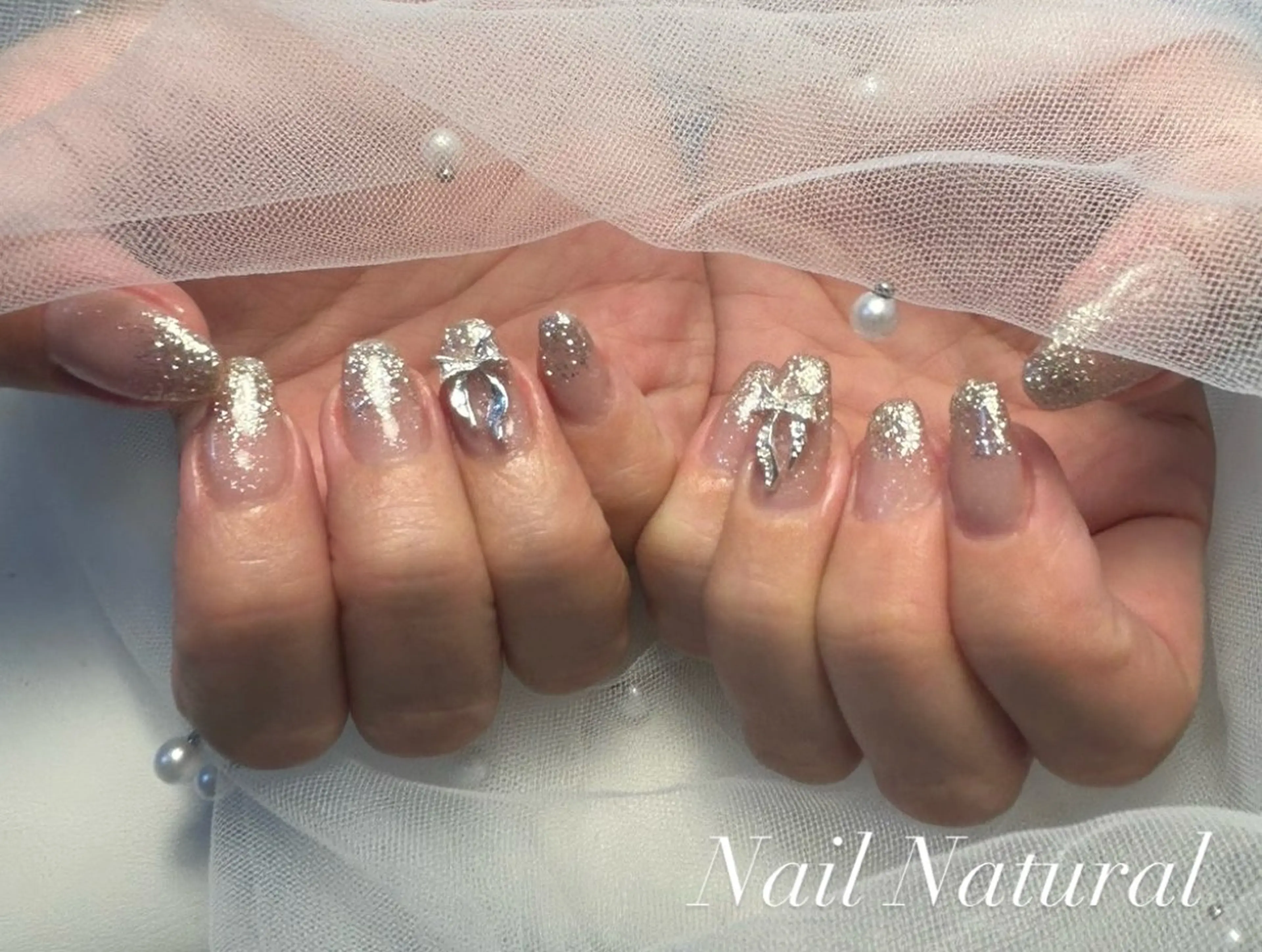 ネイル フラッシュネイル フットネイル フレンチネイル ジェルネイル ガラスフレンチ ハンドネイル Nail salon Natulalのネイルデザイン