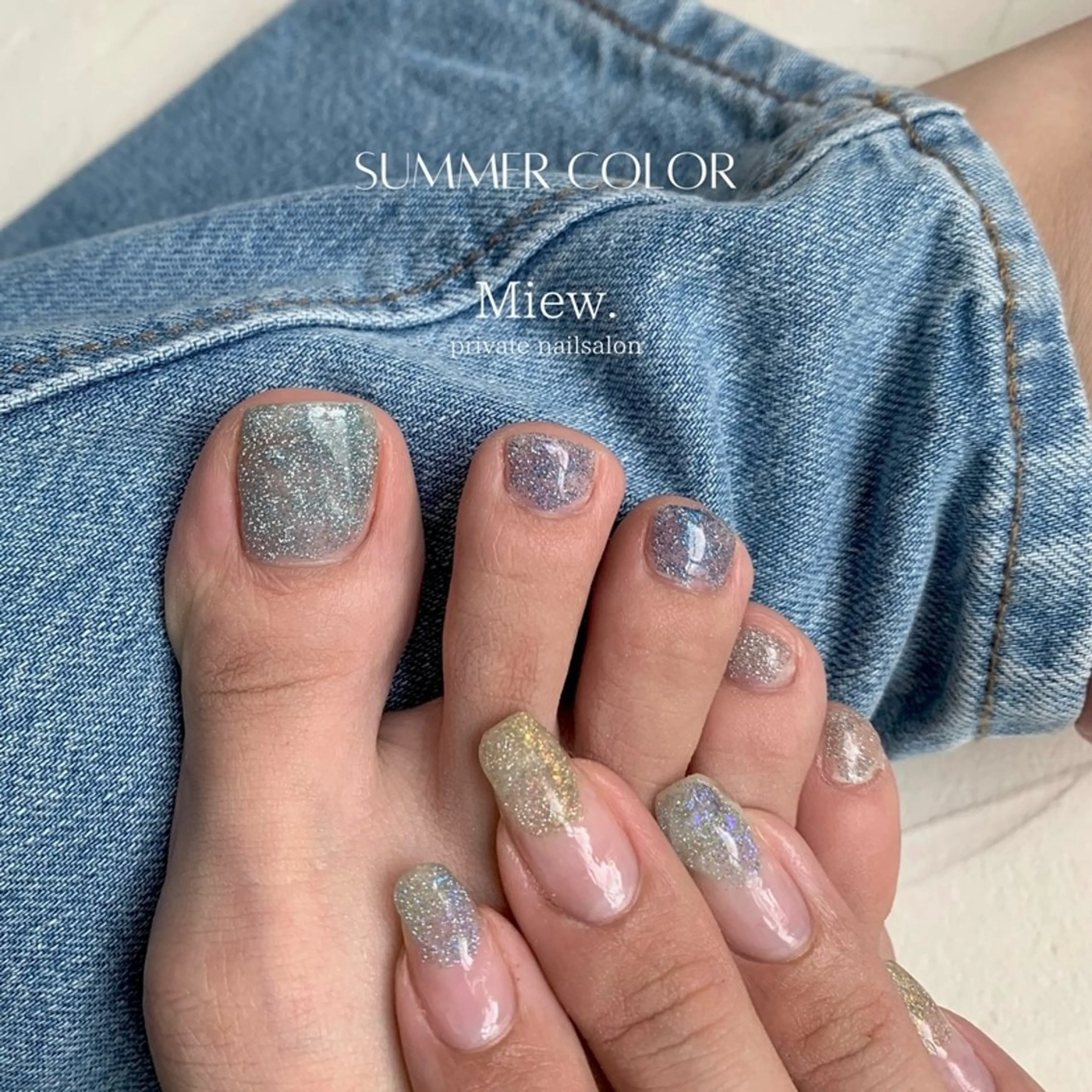 ネイル フラッシュネイル フットネイル Mina🫧 【Miew.】のネイルデザイン