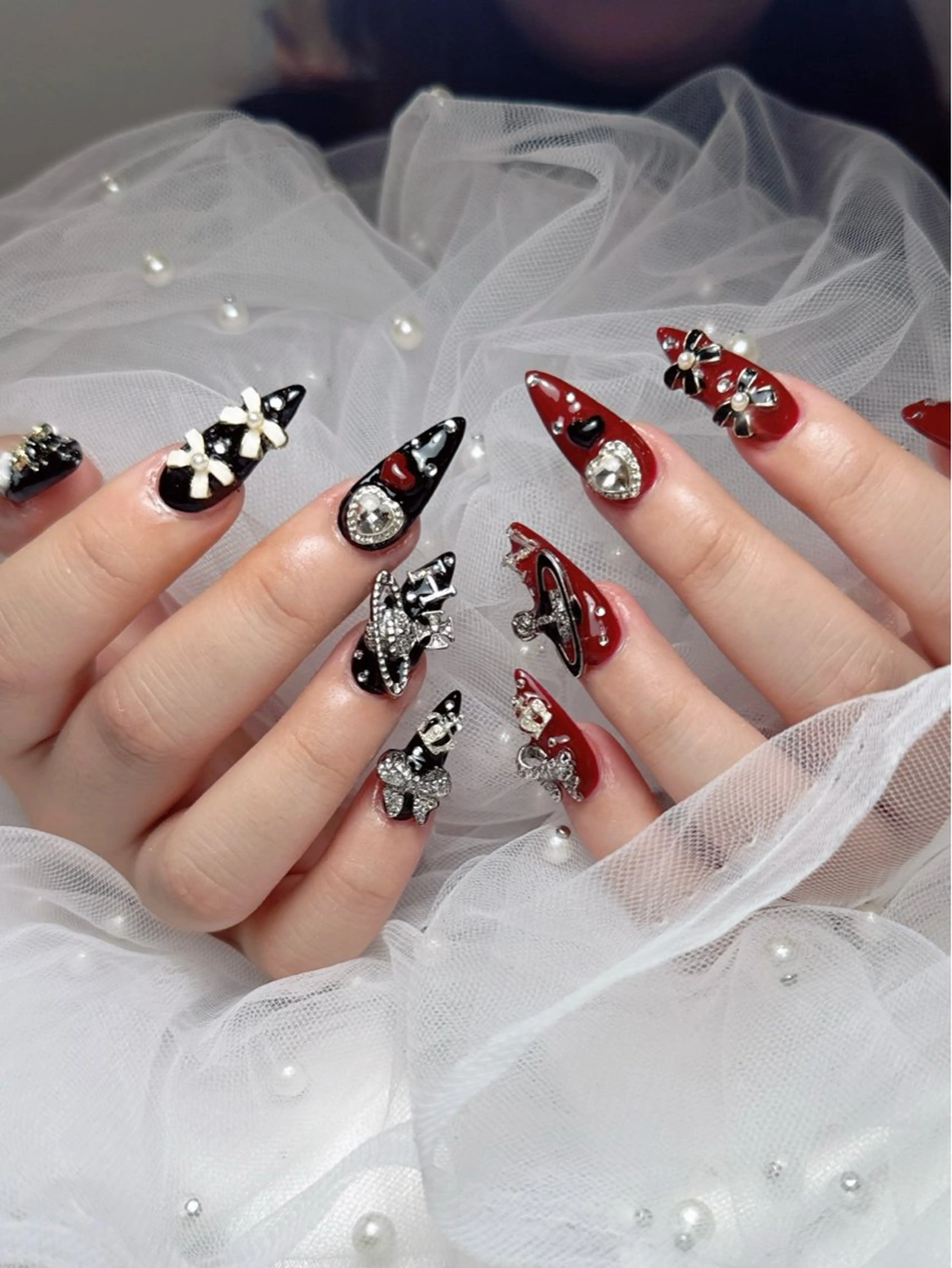 ネイル フレンチネイル ジェルネイル ハート 韓国ネイル マグネットネイル ハンドネイル ネイルサロン lotusのネイルデザイン