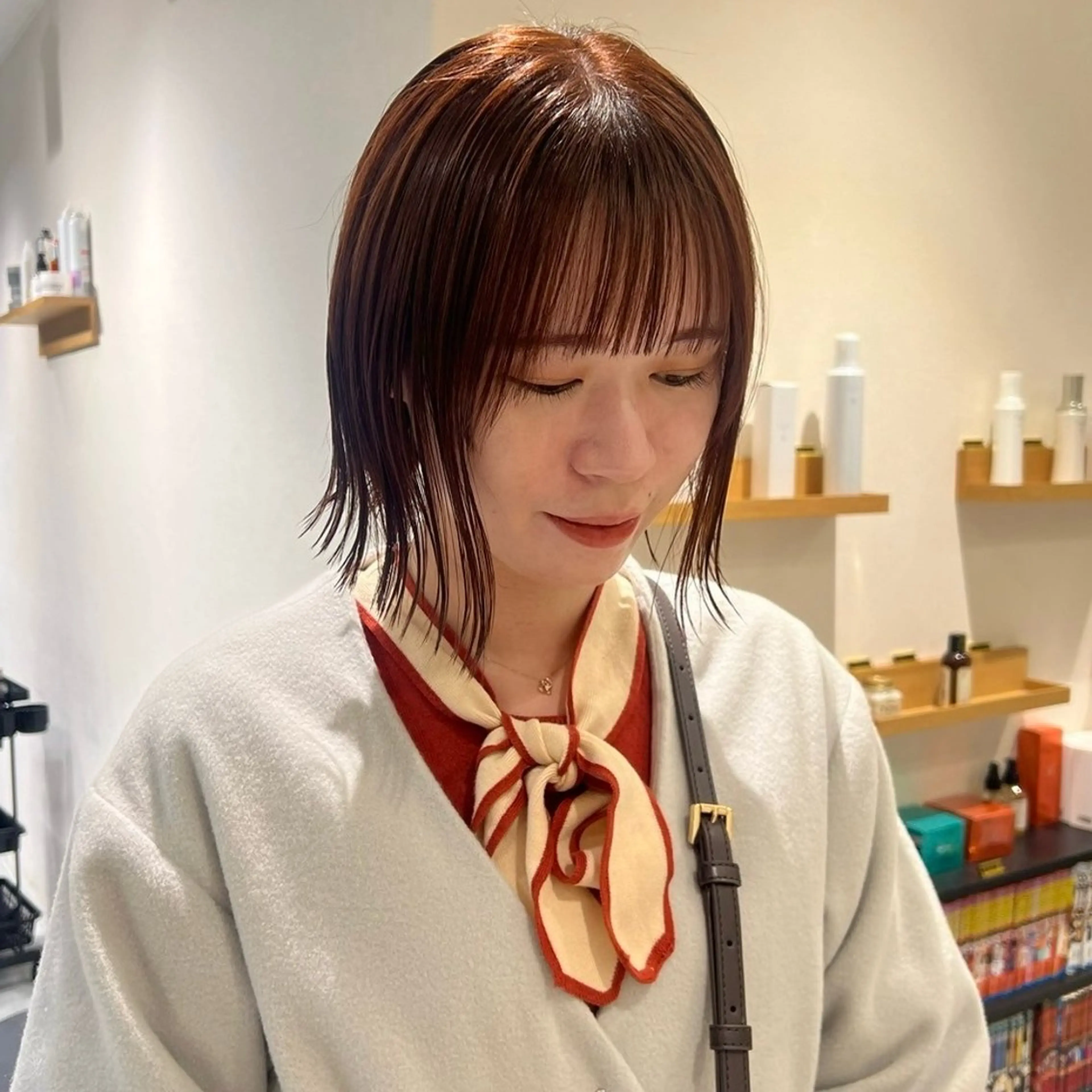 ショート カラー ブラウンカラー 透明感カラー オレンジ オレンジブラウン ヘアカラー トリートメント 赤み除去特化⭐️ Kosukeのヘアスタイル