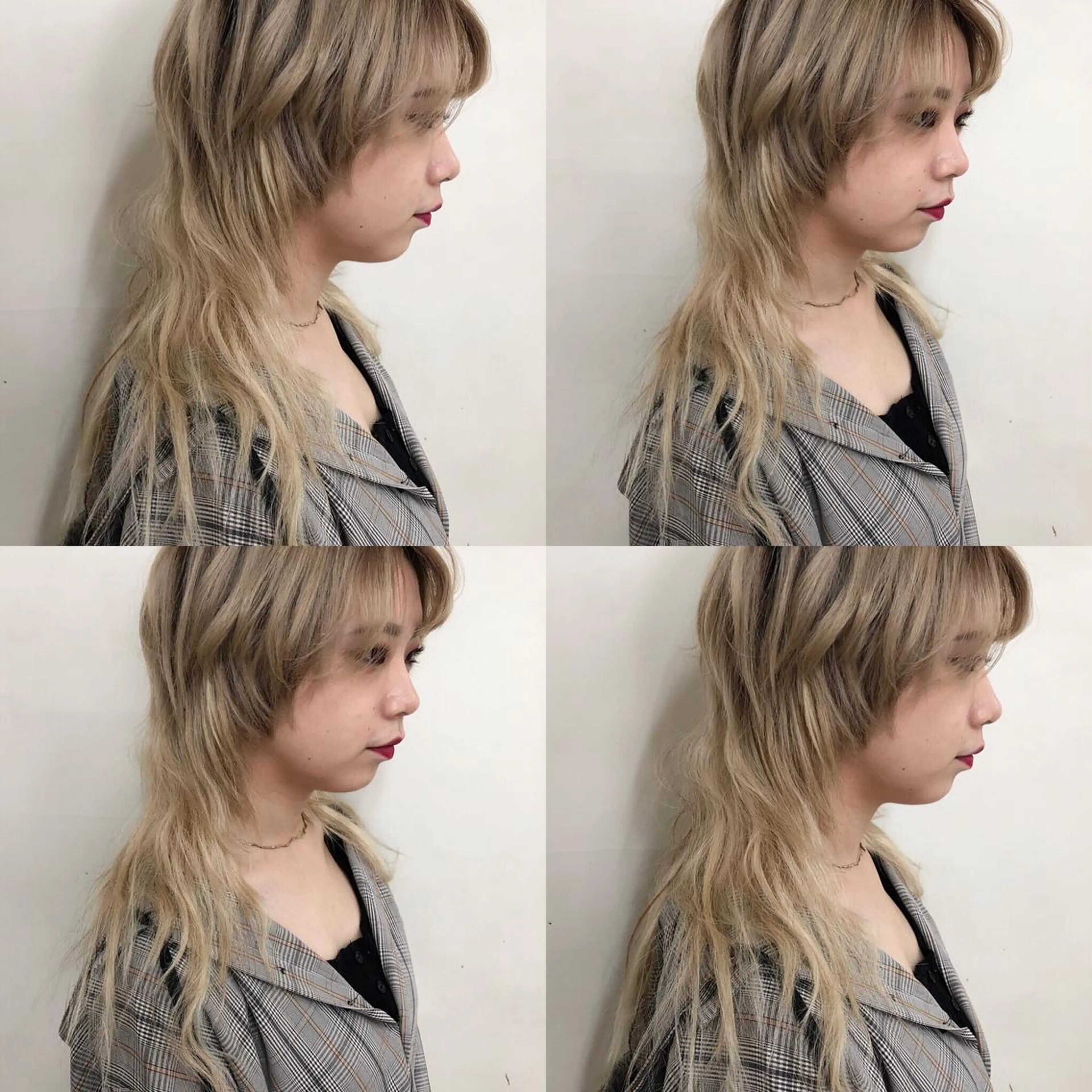 セミロング カラー カット エクステ エクステ ハイトーン 💭黒崎ハルカのヘアスタイル