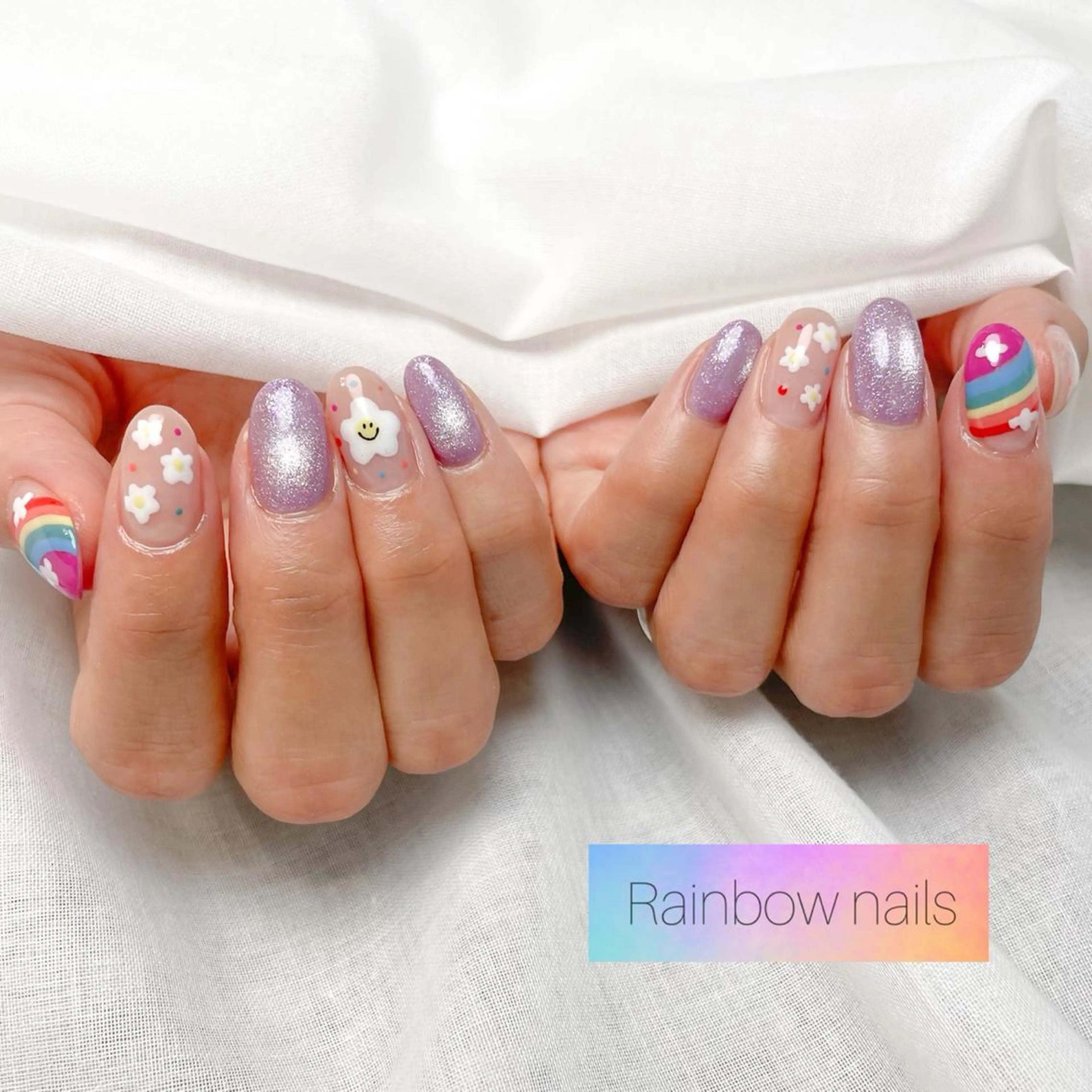ネイル Rainbow nailsくろちゃんのネイルデザイン
