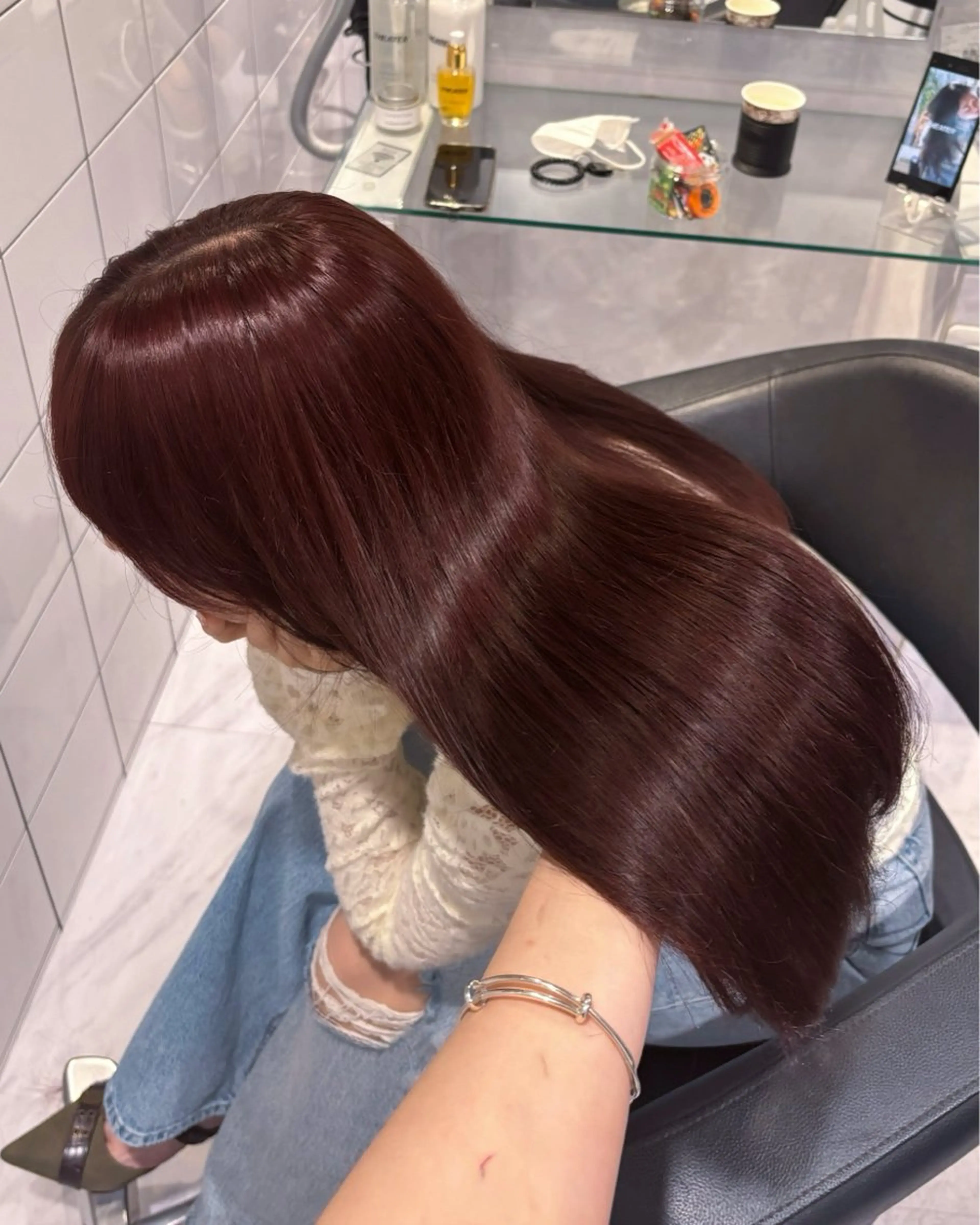 ロング カラー ヘアカラー トリートメント ヘッドスパ ヘアセット 表参道♡暗髪^ྀི 艶カラー♡アユミのヘアスタイル