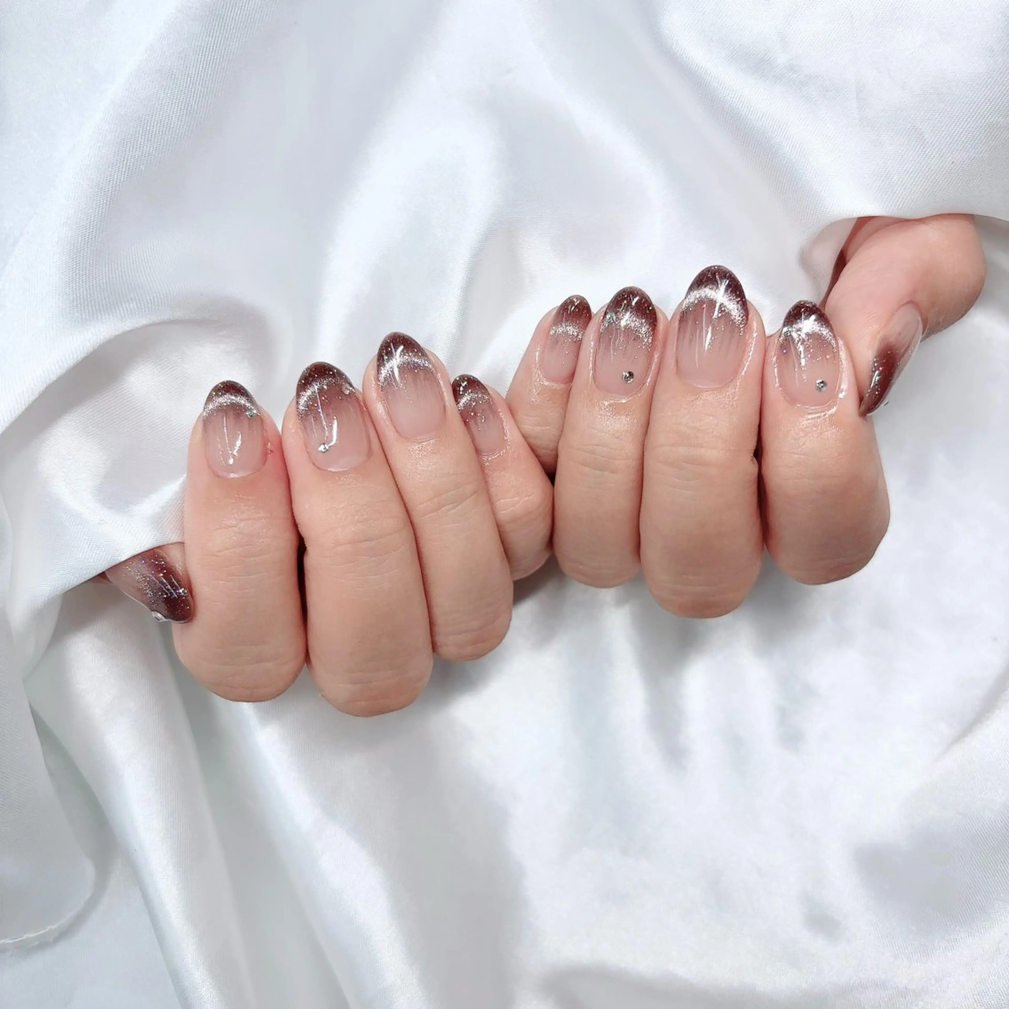 ネイル フレンチネイル マグネットネイル マグネットフレンチ ハンドネイル 京橋/ Lance nail Minaのネイルデザイン