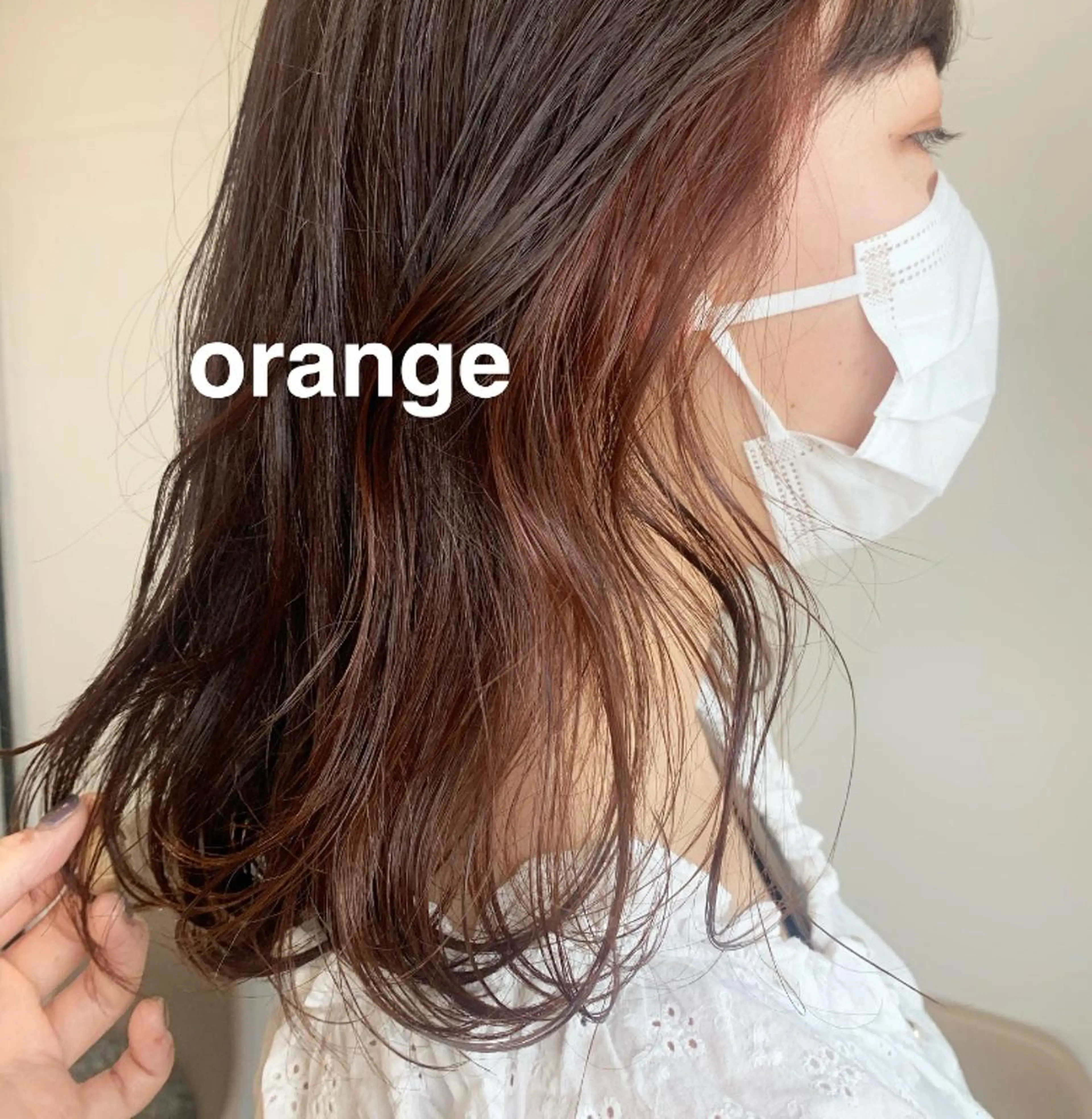 ミディアム カラー ベージュカラー ブラウンカラー オレンジ オレンジベージュ オレンジブラウン kitagawa mayuのヘアスタイル