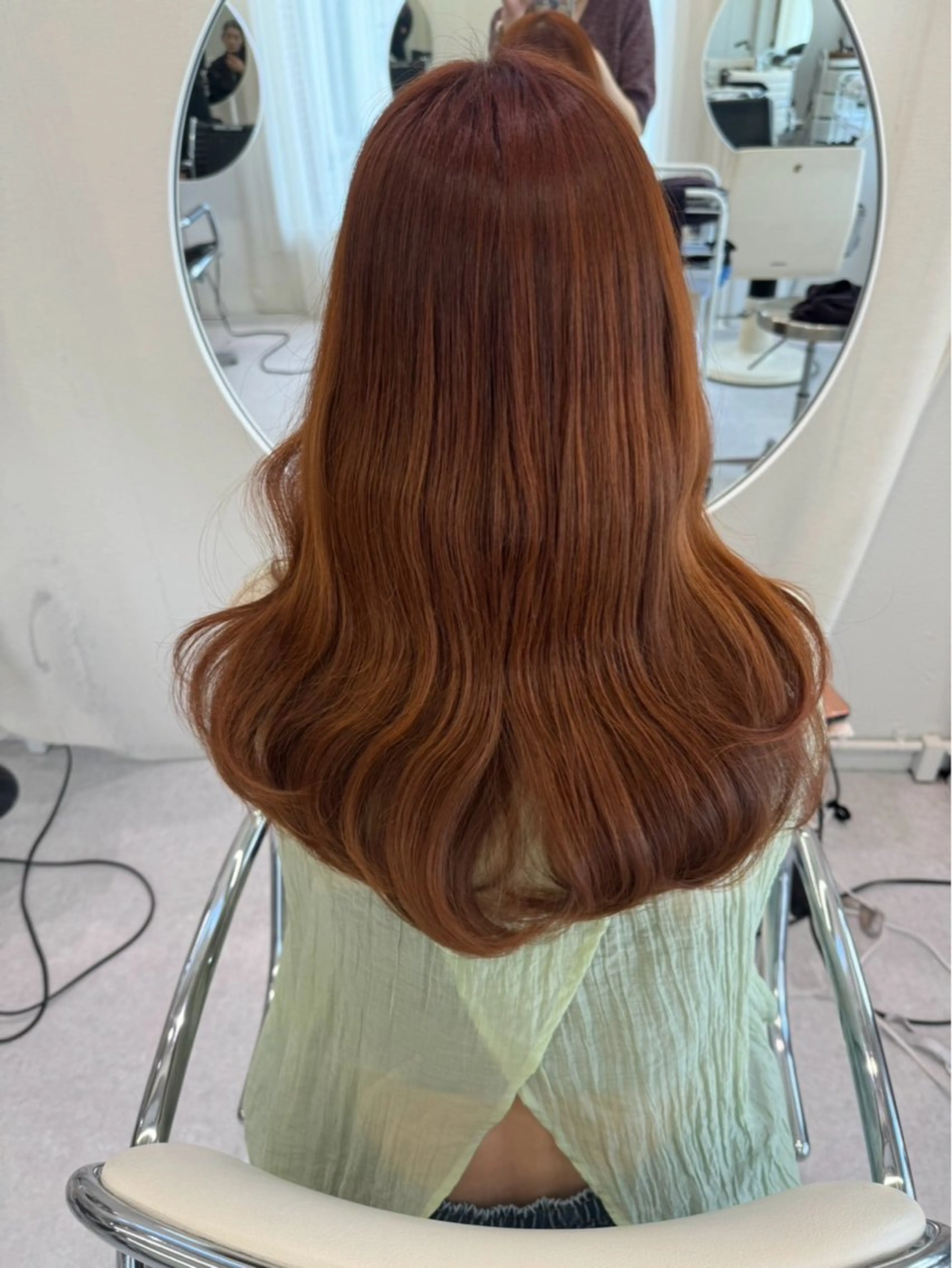 ロング カラー ブリーチ ブラウンカラー ダブルカラー ブリーチなしカラー オレンジ カット ヘアカラー トリートメント レイヤーカット🎀 kanaのヘアスタイル