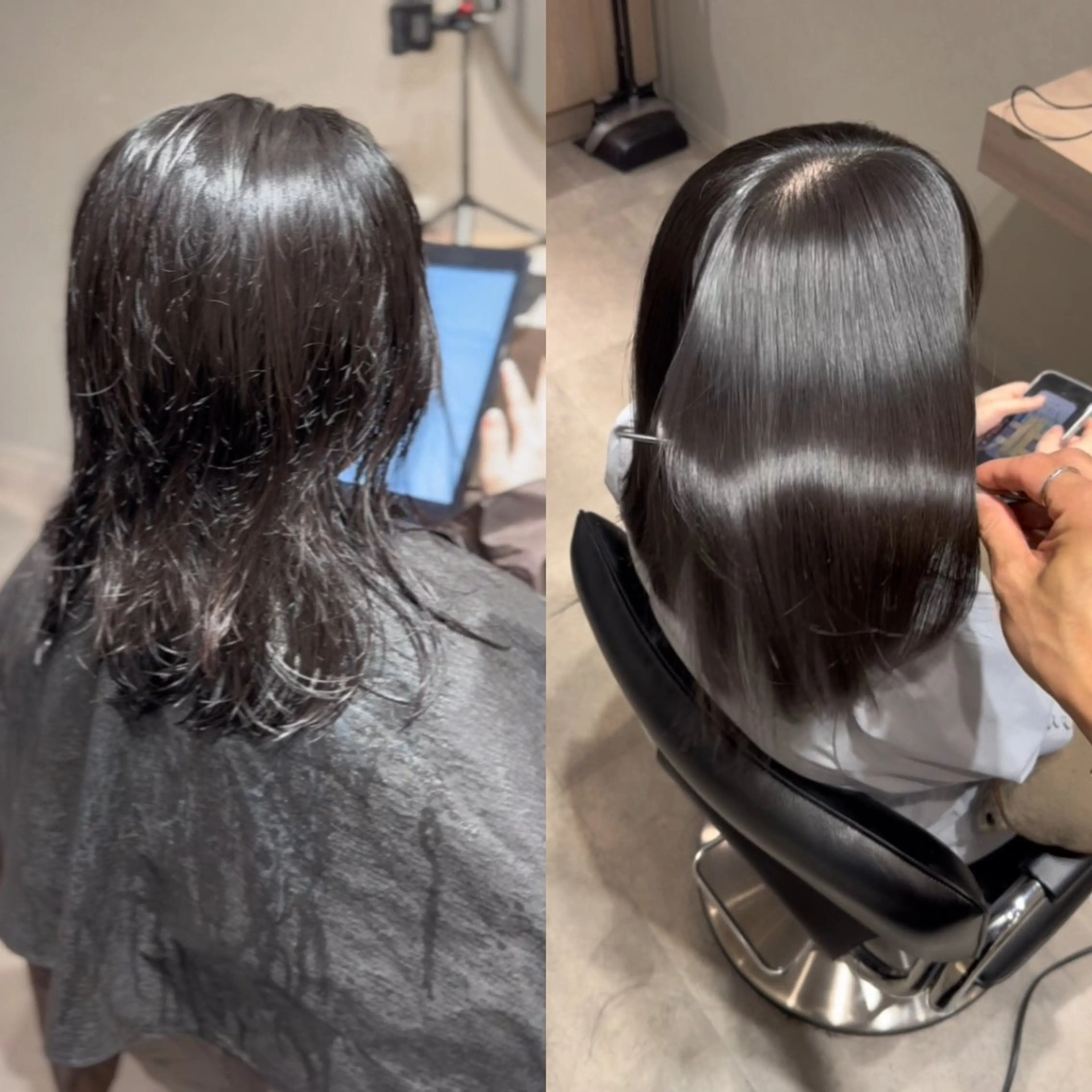 ミディアム ヘアアレンジ カット 縮毛矯正 トリートメント MiU所属・髪質改善×レイヤー で理想のツヤ髪のヘアスタイル