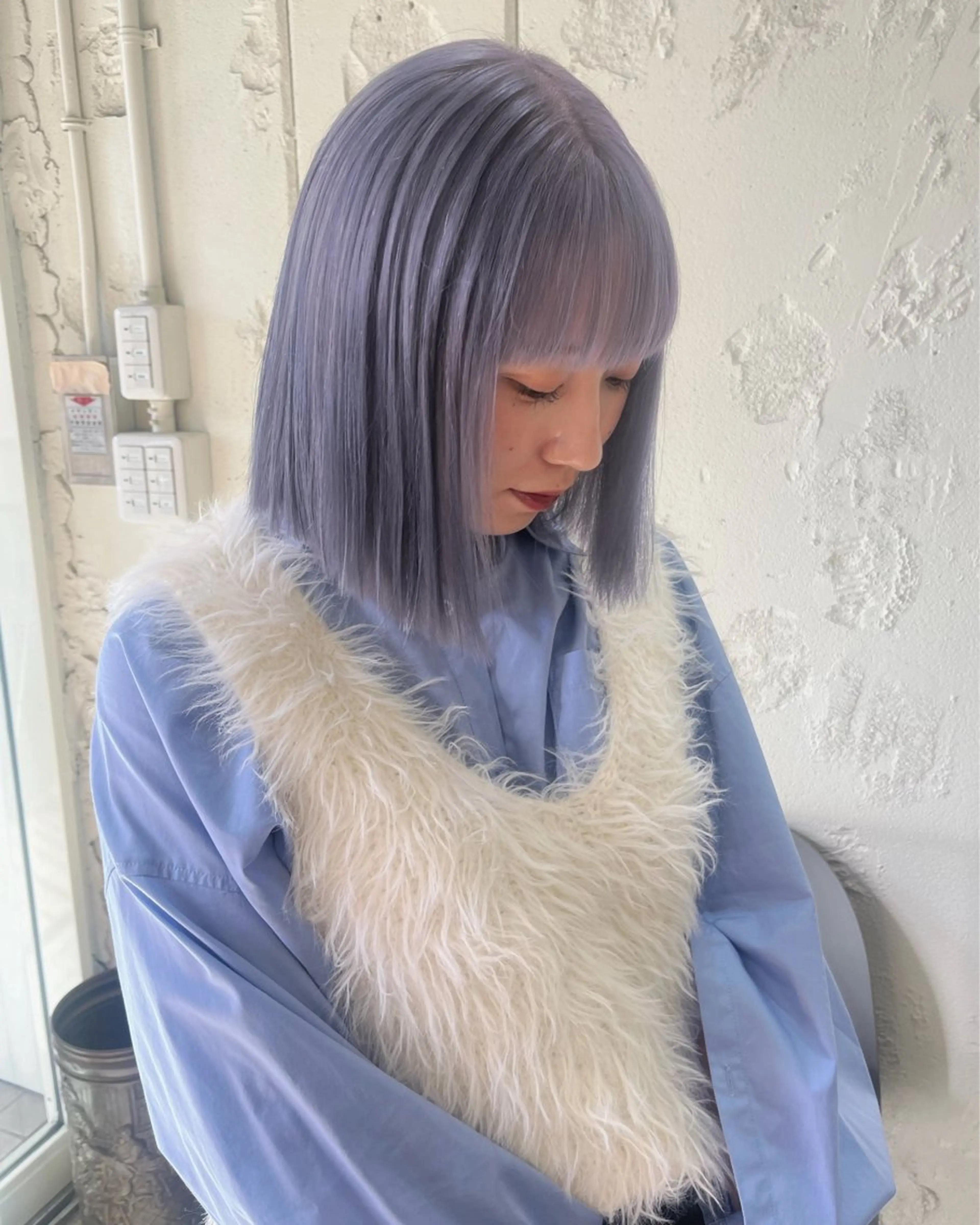 ミディアム カラー ブルーカラー ブルーラベンダー ラベンダーカラー ハイトーン🦢 Natsumiのヘアスタイル