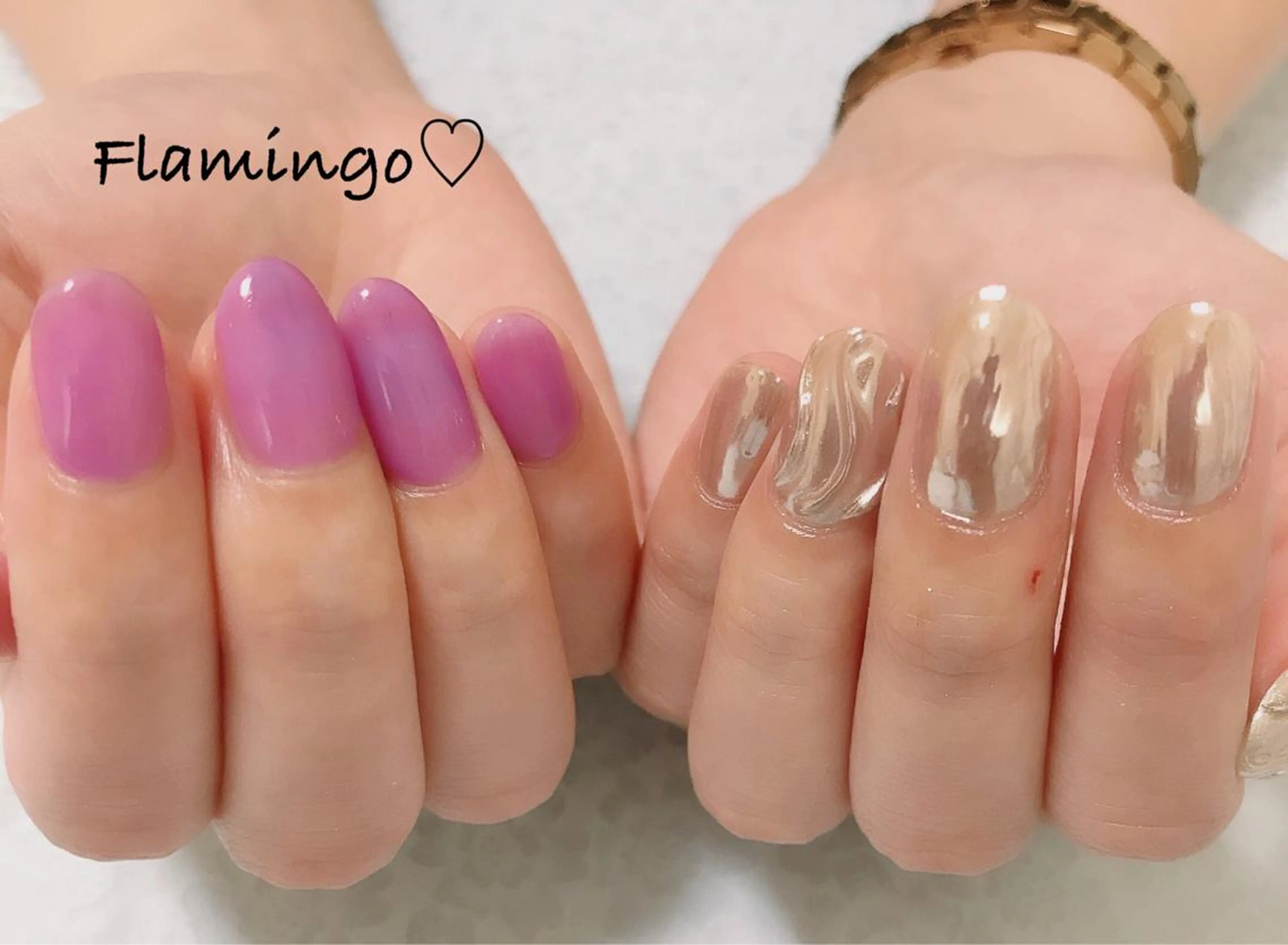 ネイル ミラーネイル ニュアンスネイル 40代からの爪を守る ×ケア重視サロン♡のネイルデザイン