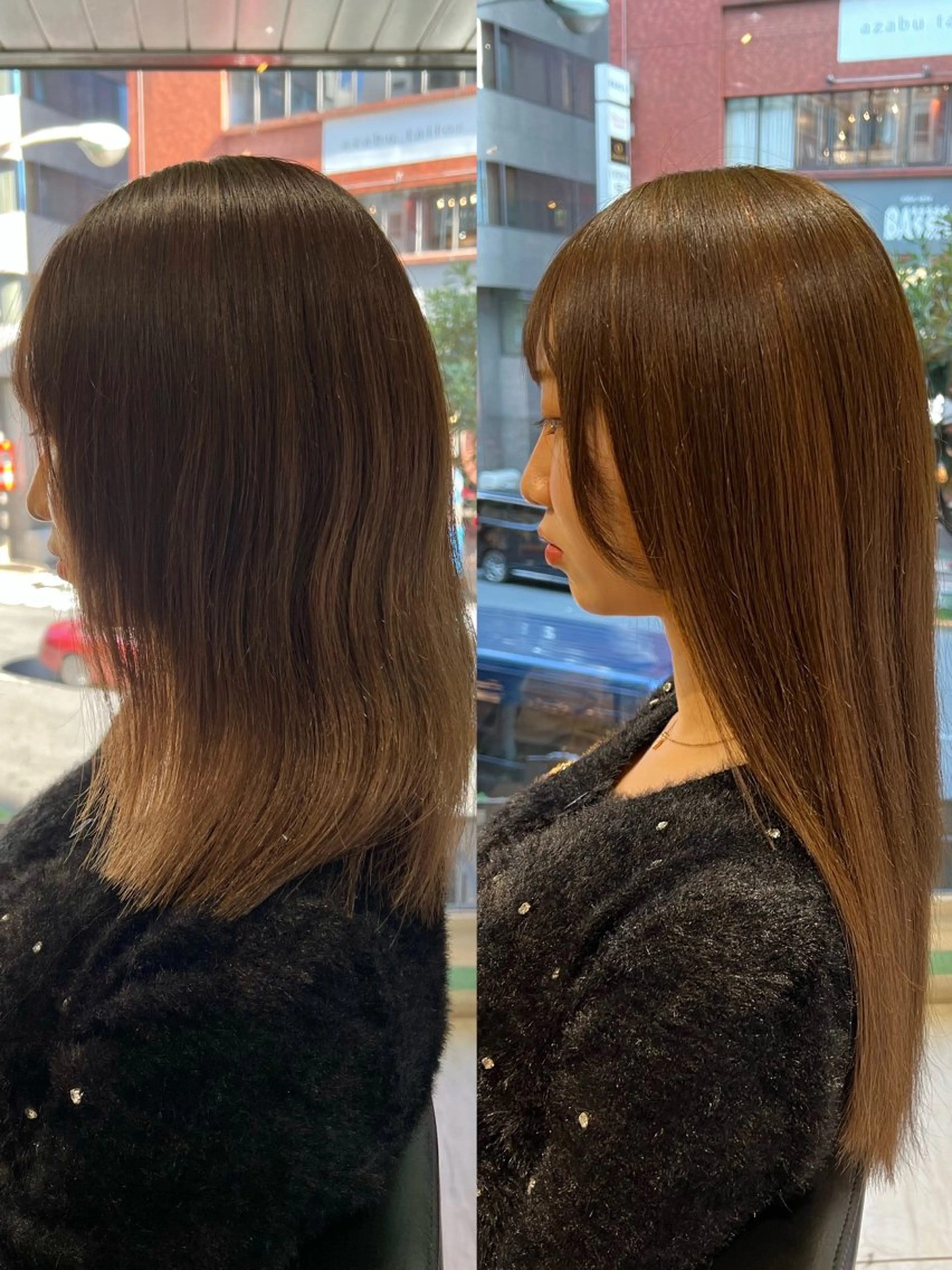 ミディアム カット ヘアカラー エクステ ブリーチしない暖色 カラー🥀杉 優菜のヘアスタイル