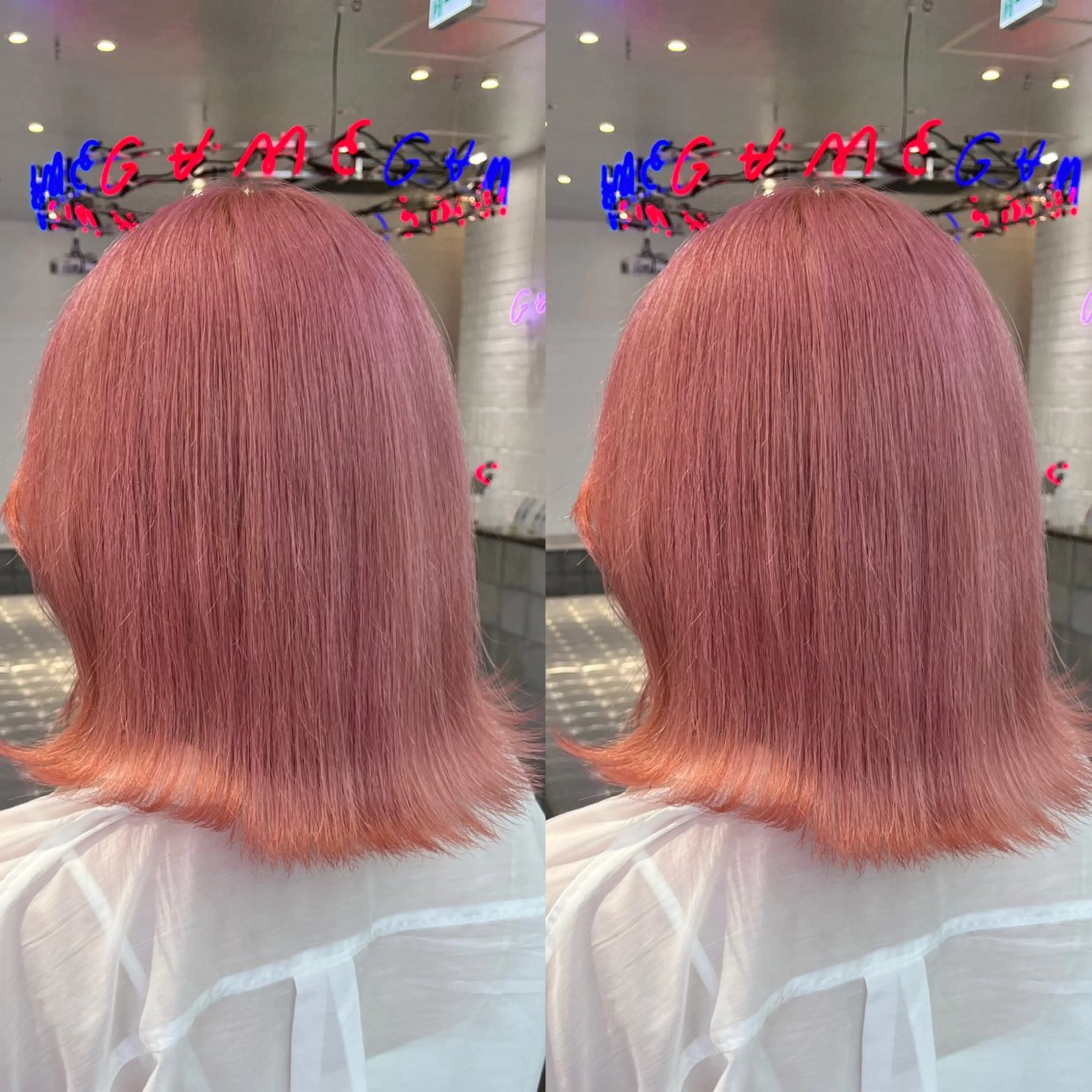 ミディアム カラー カット 🎀ピンクカラー/ 推しカラー/のの🎀のヘアスタイル