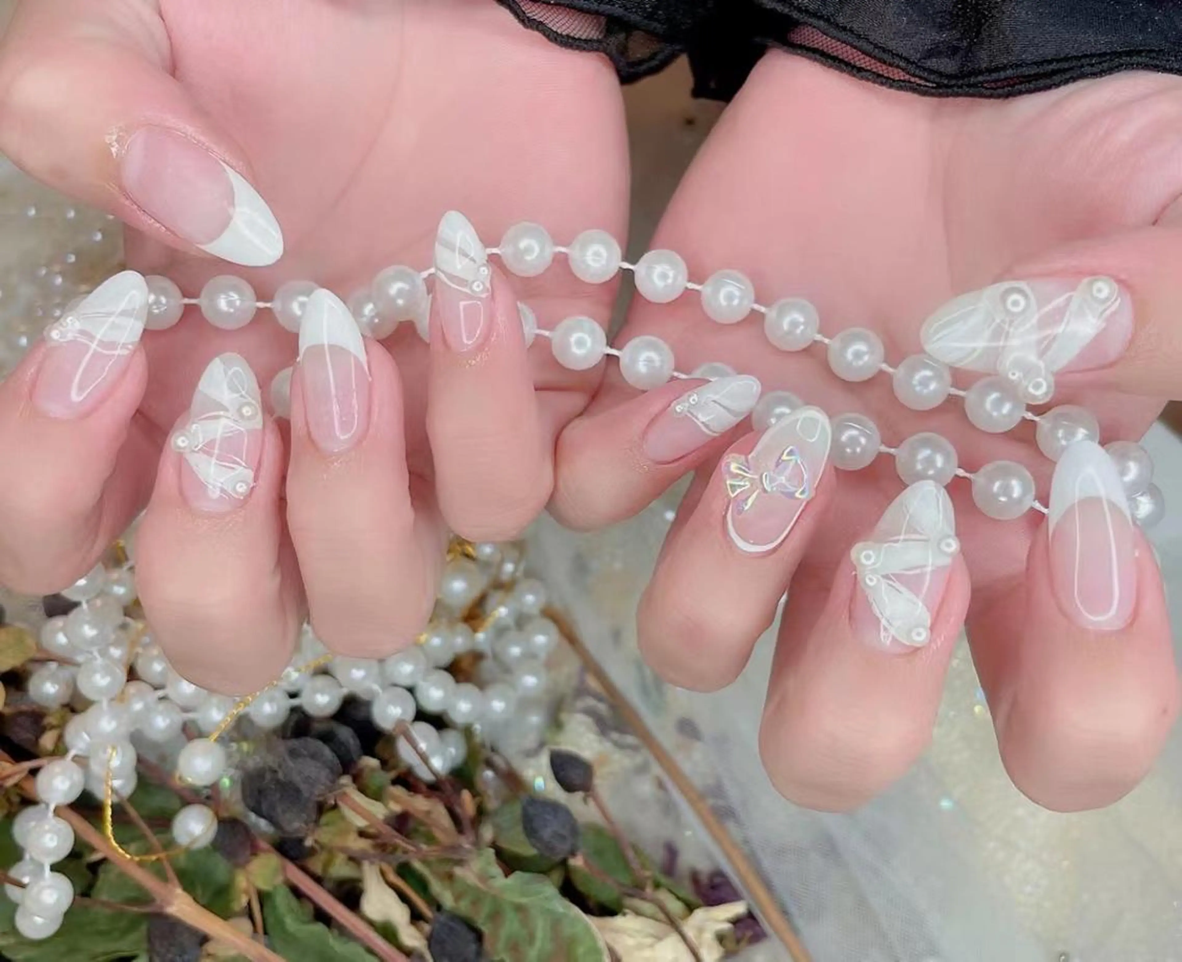 ネイル クリアネイル フレンチネイル リボン Babarla Nailのネイルデザイン