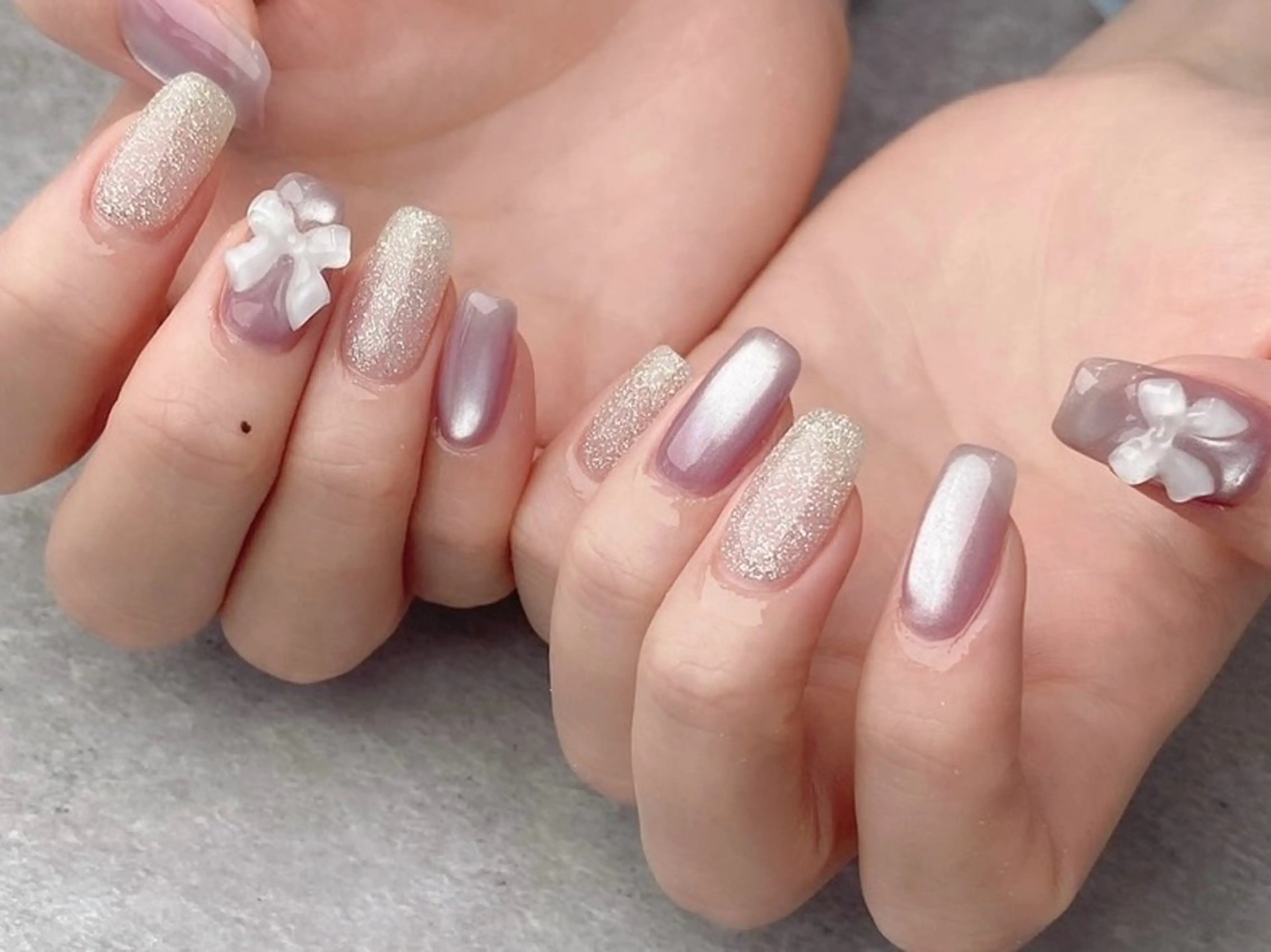 【オフなし】選べるリボンパーツ2つ＋HANDワンカラー⋆. 𐙚 ˚（2色までお選びいただけます◎）の写真