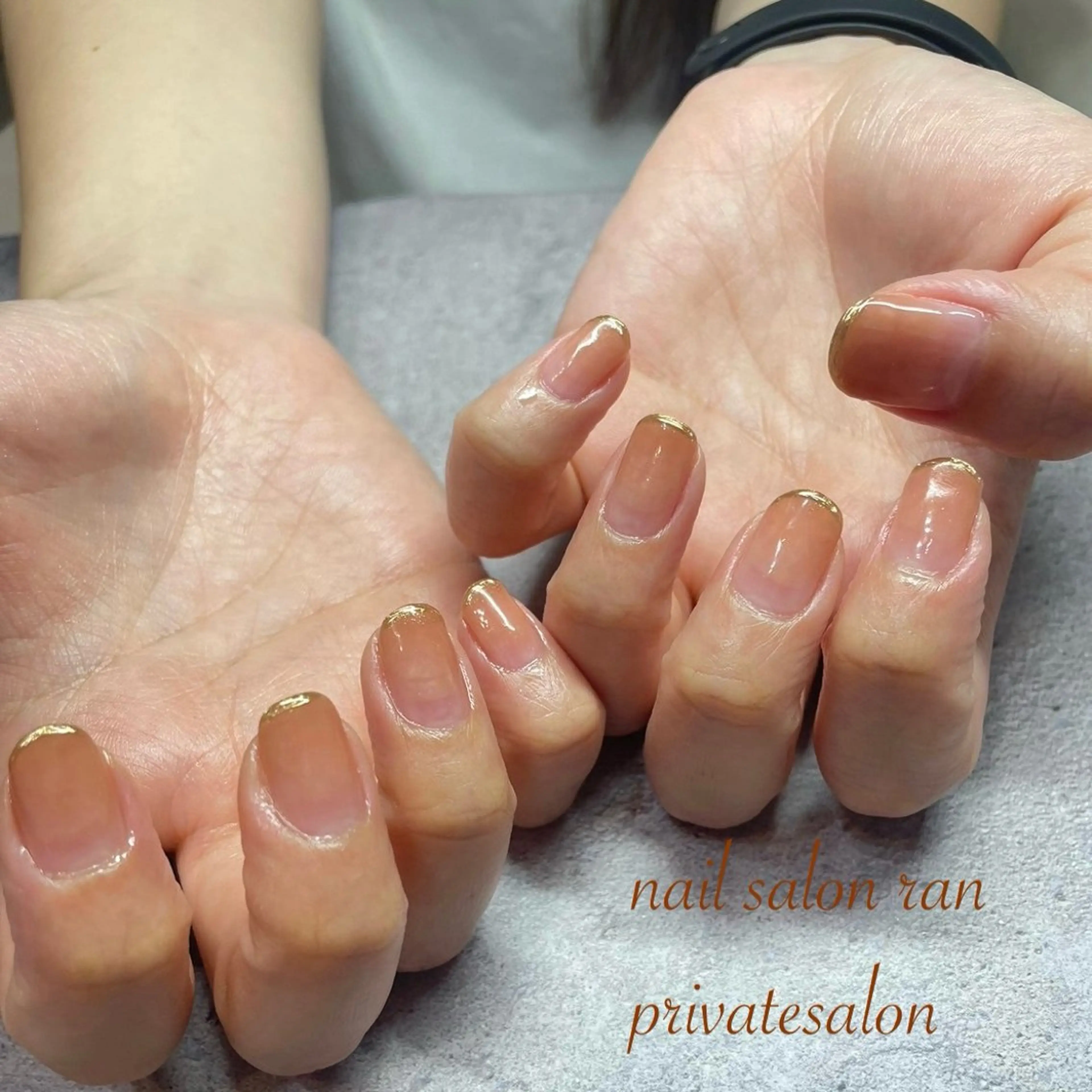 ネイル フレンチネイル ゴールド ミラーネイル ハンドネイル ハンドケア nailsalon ranのネイルデザイン