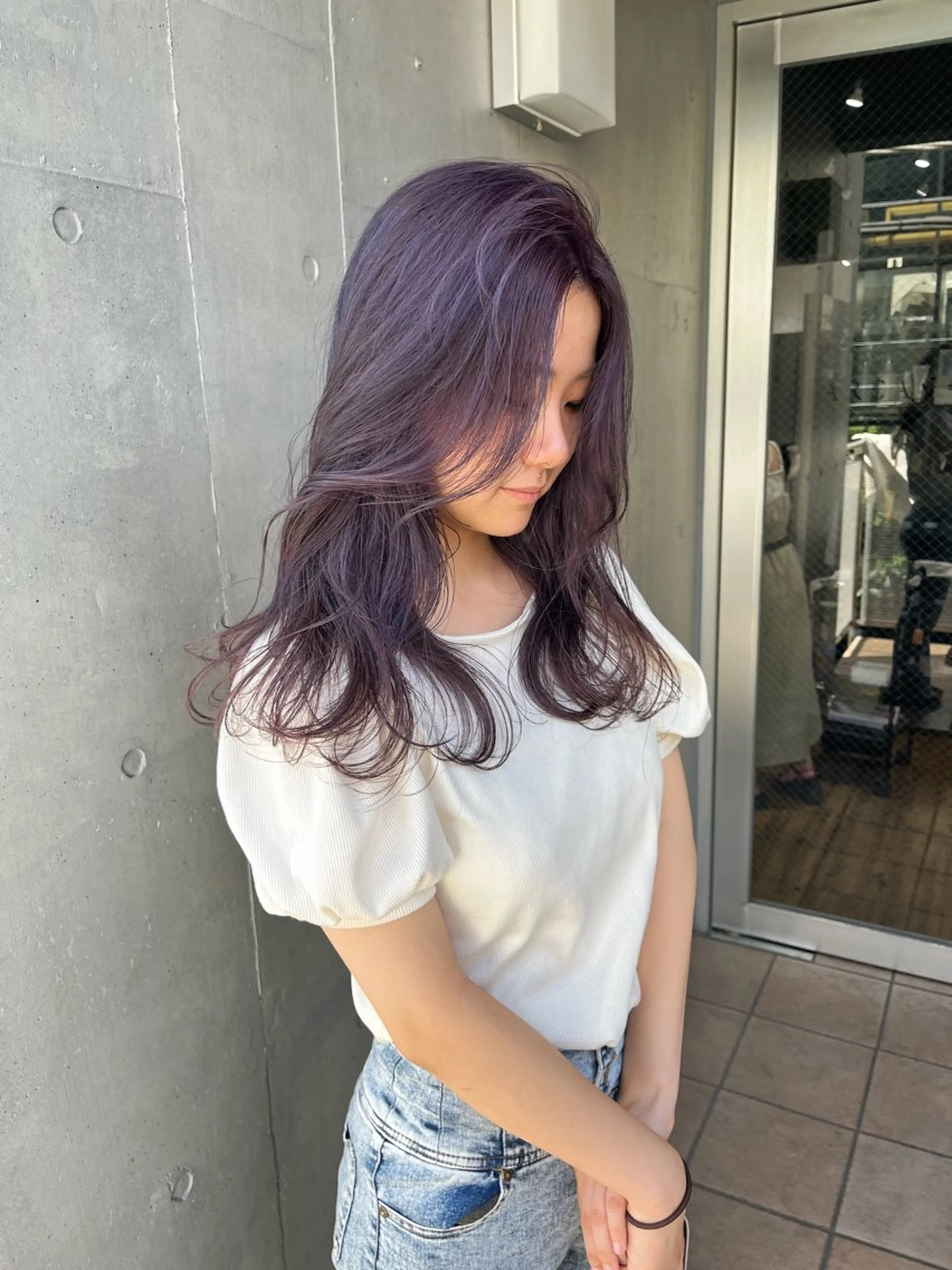 ロング カラー グレージュ ラベンダーカラー ラベンダーグレージュ ラベンダーグレー カット ヘアカラー トリートメント ミルクティーベージュ 🌿店長　清水ひとみのヘアスタイル