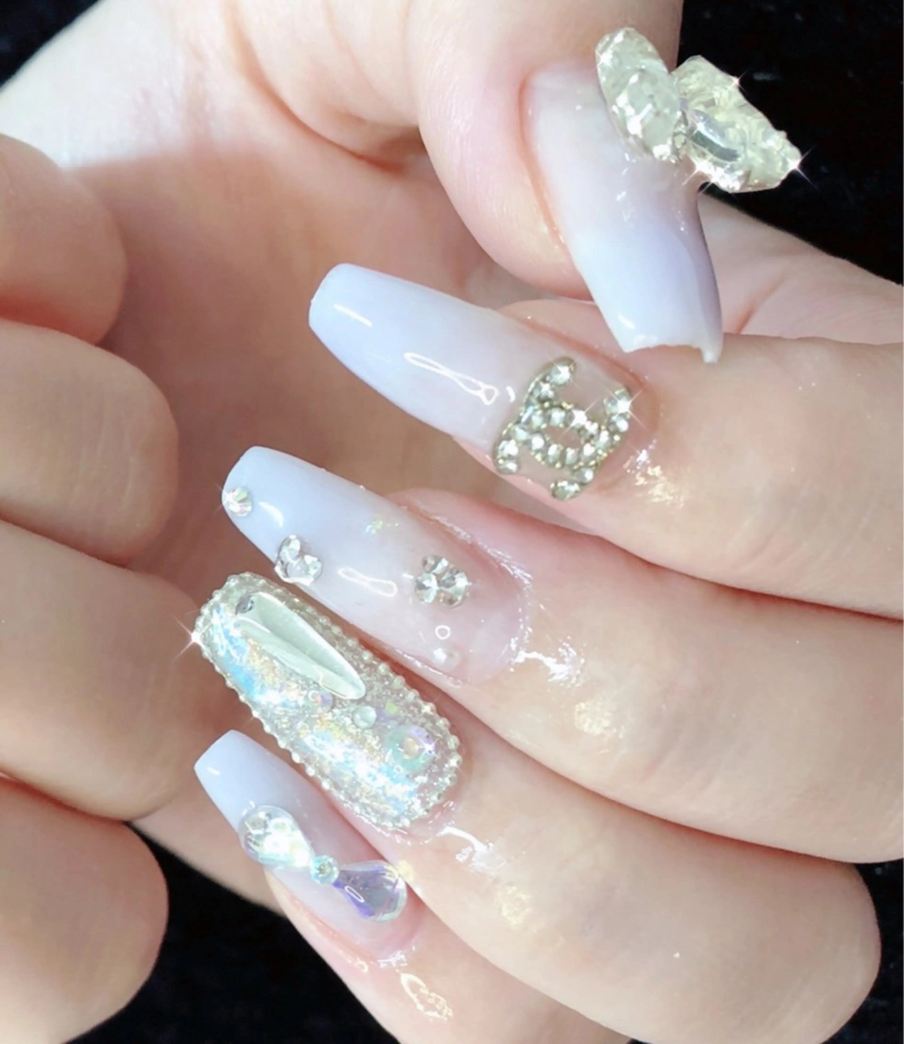 ネイル フレンチネイル ジェルネイル ガラスフレンチ ゴージャス グラデーション 大門浜松町 ネイルのネイルデザイン