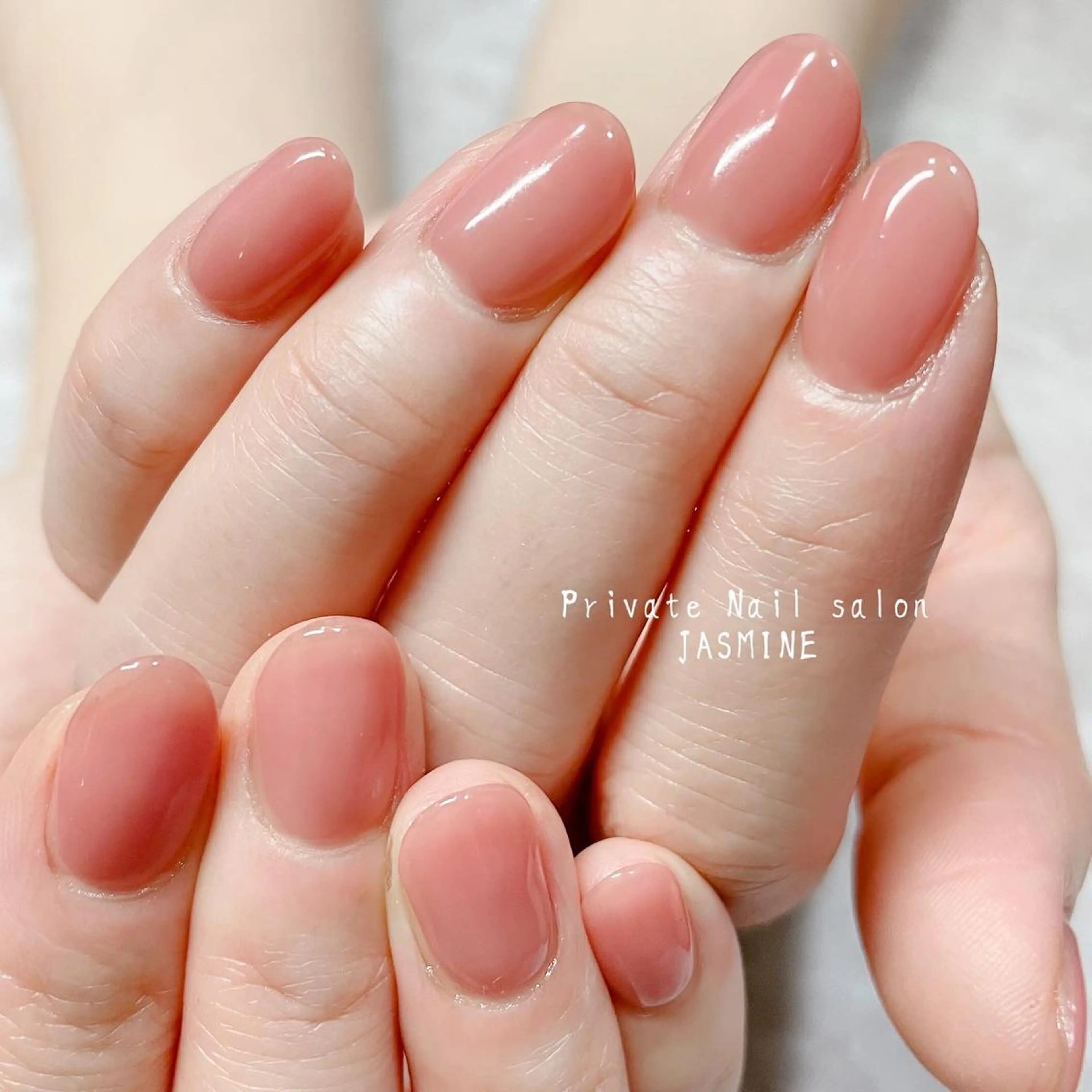 ネイル オフィスネイル ワンカラーネイル ピンク シンプルネイル ハンドネイル Nail salon JASMINEのネイルデザイン