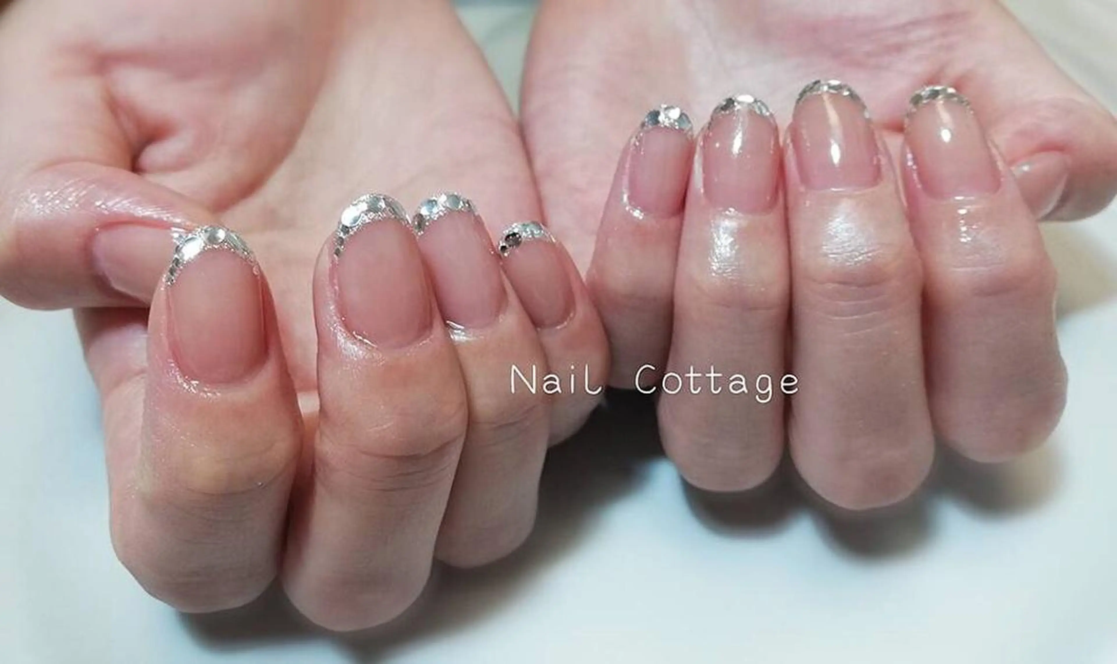 ネイル フレンチネイル ガラスフレンチ ハンドネイル Nail cottageのネイルデザイン