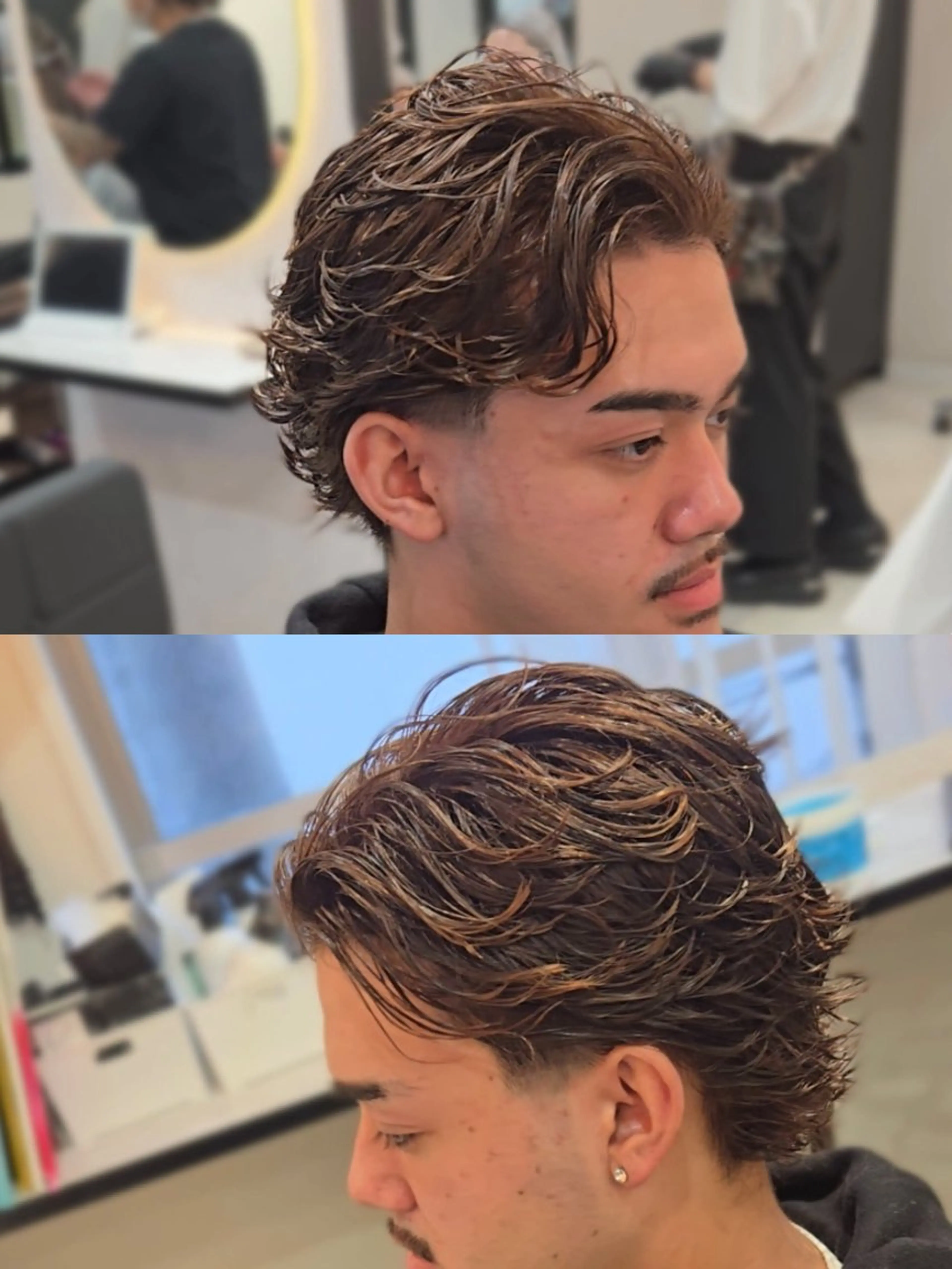 メンズ ミディアム パーマ ミディアムパーマ オールバック メンズパーマ 外国人風カラー カット パーマ ヘアセット Lapis 名古屋駅前店所属・LEN名古屋/パーマ メンズ特化美容師のヘアスタイル