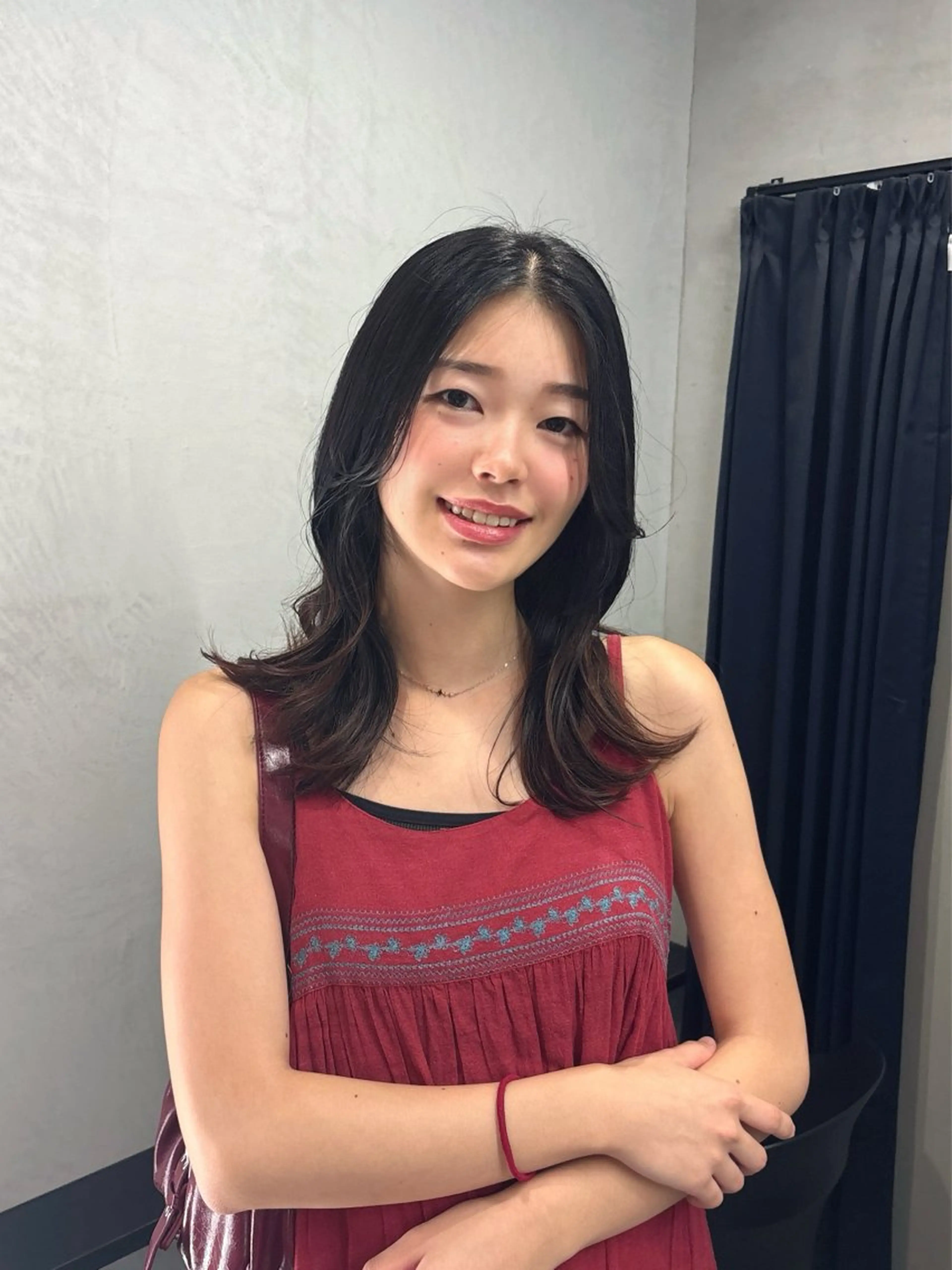 セミロング カット ヘアカラー Haruka韓国風 似合わせカット♡のヘアスタイル