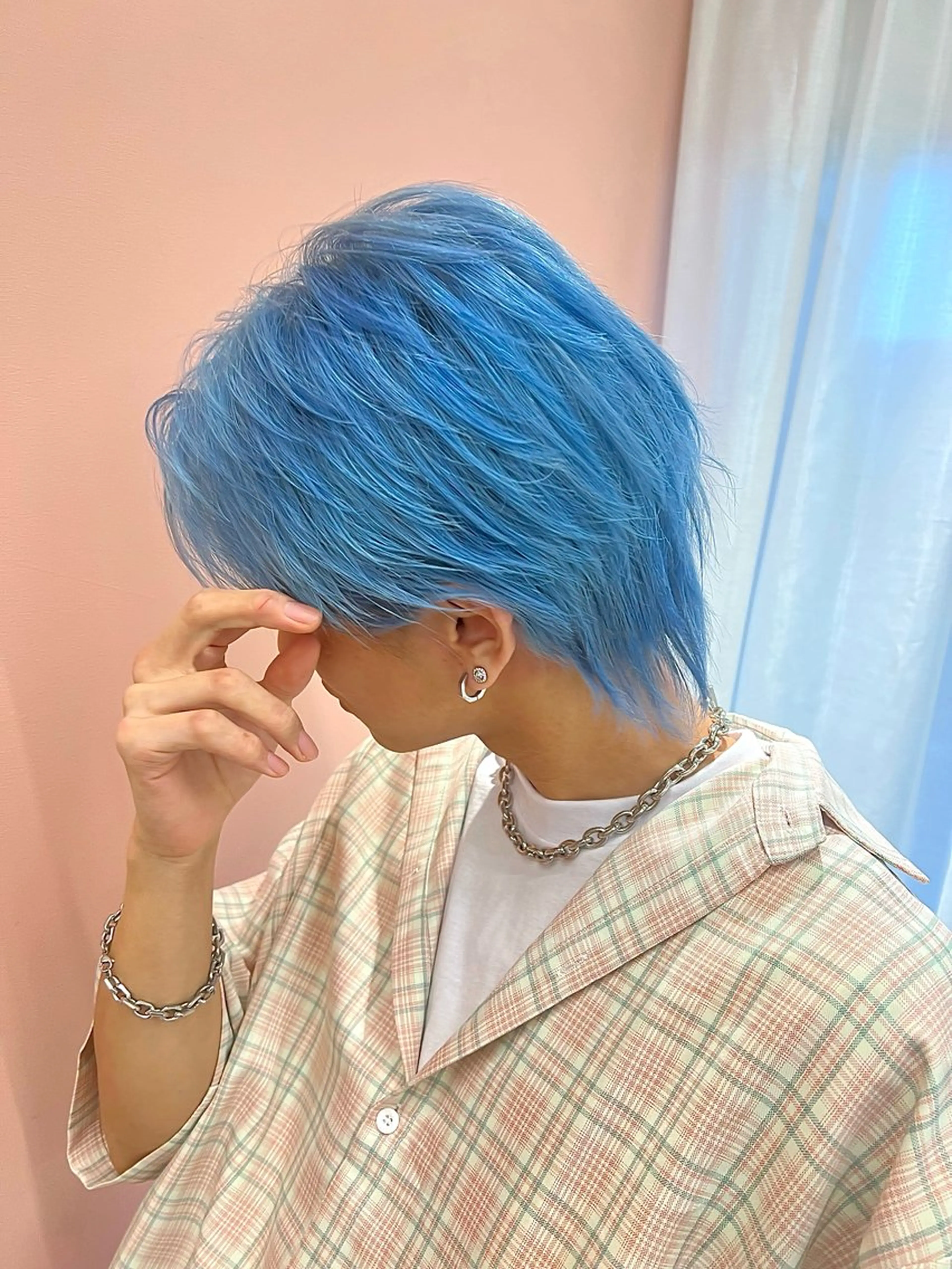 ショート カラー パーマ メンズ メンズブリーチ ブリーチ 鶴田 来夢のヘアスタイル