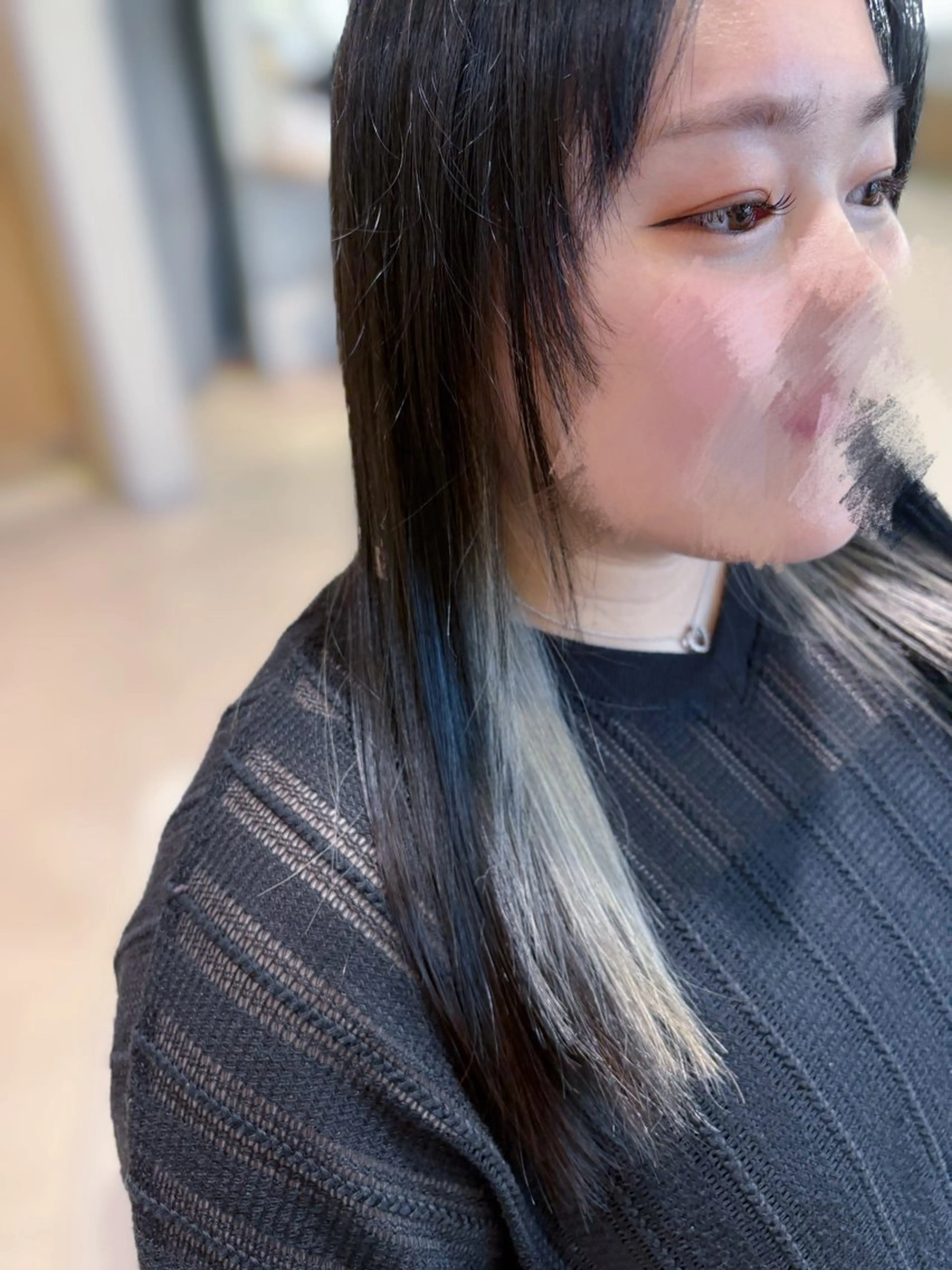 セミロング カラー 黒髪 ブルーカラー ブルーブラック シルバー Color Couture所属・カラー/大宮/ 🌙yuzukiのヘアスタイル