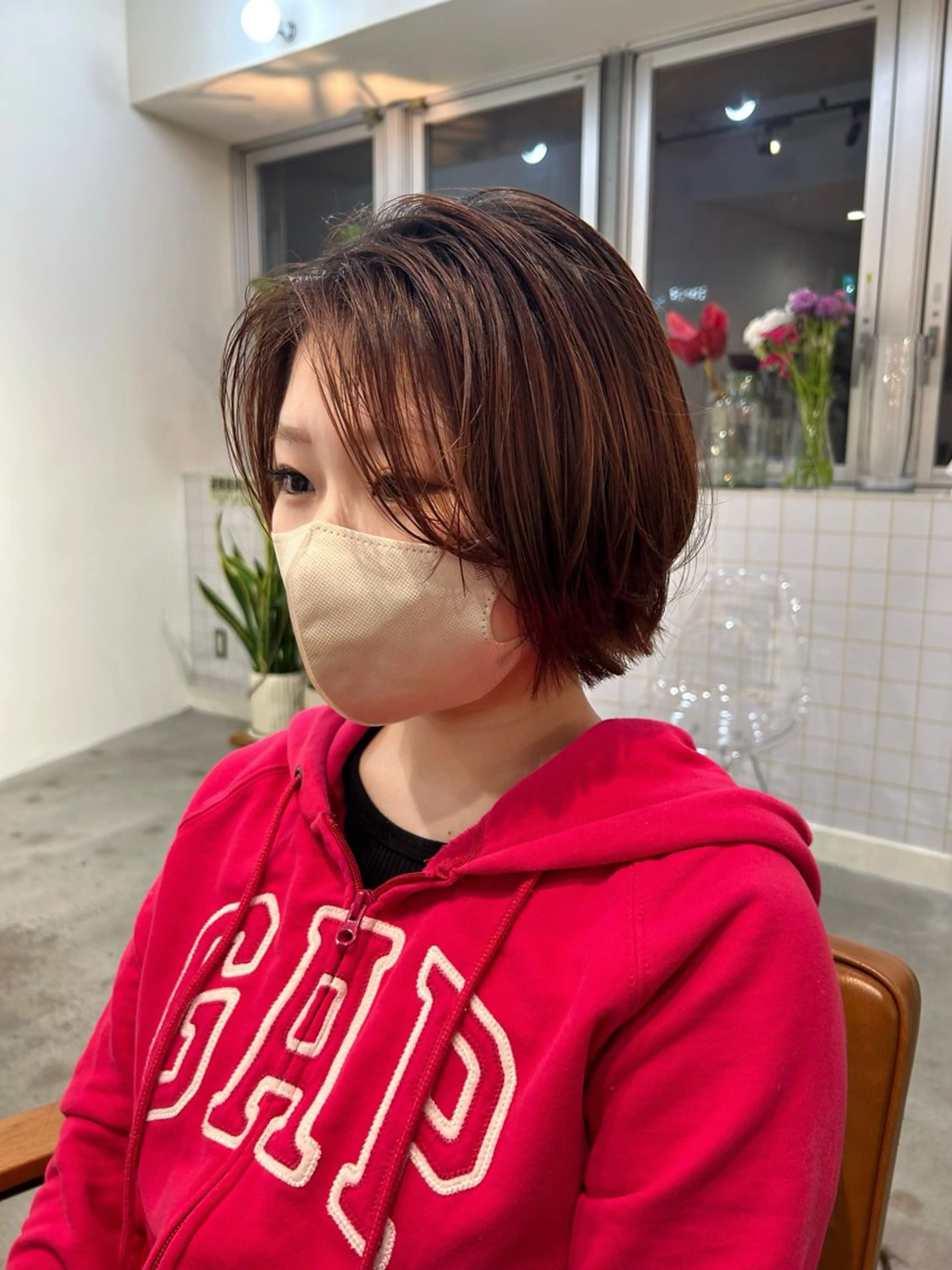 ショート ボブレイヤー ボブ レイヤーカット 小顔カット カット 梅田/透明感カラー ボブレイヤーきょうかのヘアスタイル