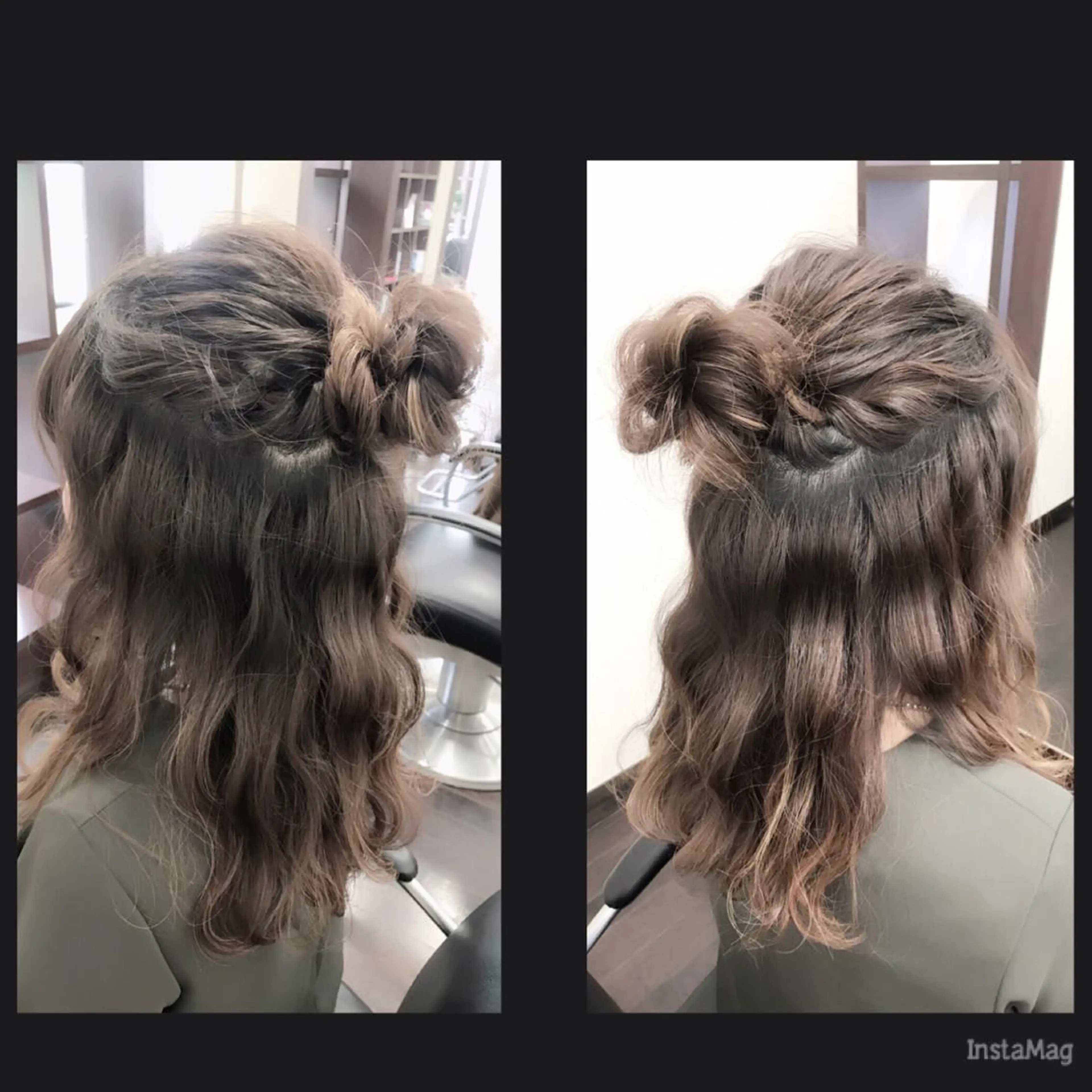 セミロング ヘアアレンジ お団子ヘア 沢田 瞳のヘアスタイル