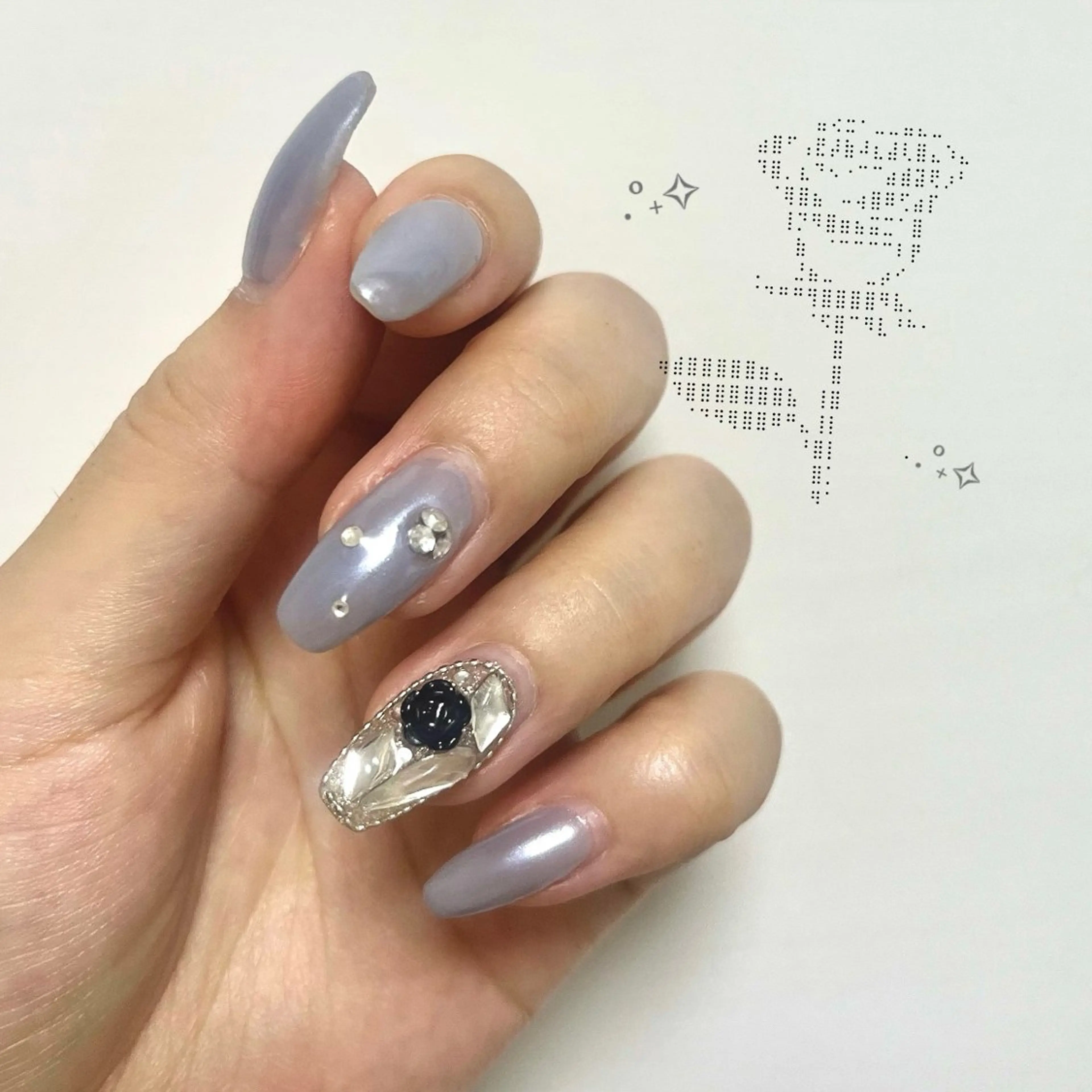 ネイル ブルー 長さ出し フラッシュネイル ジェルネイル マグネットネイル nami 🎀のネイルデザイン