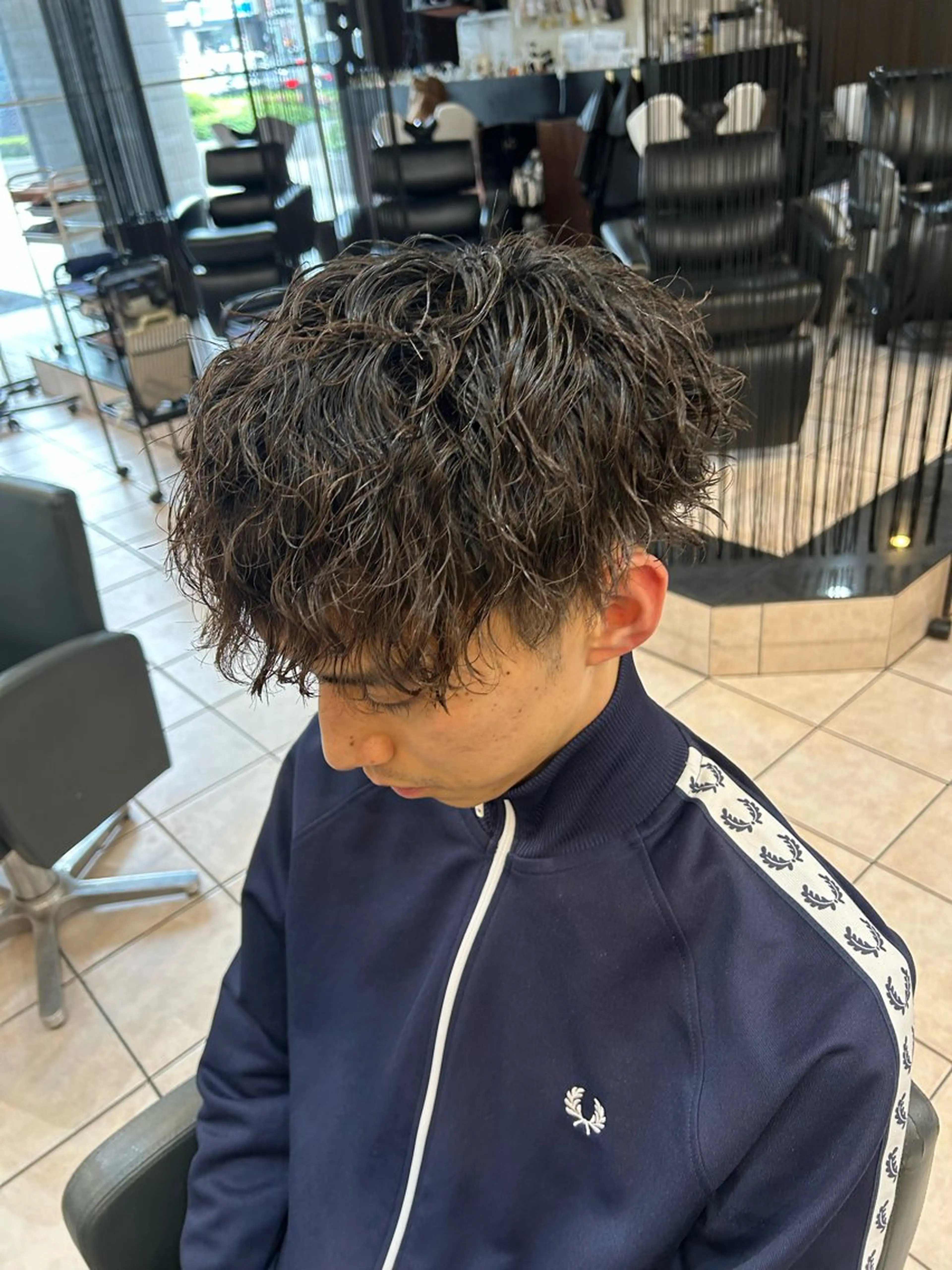 ミディアム パーマ メンズ 大阪/梅田/シャドウ パーマ/ノボリユウタのヘアスタイル