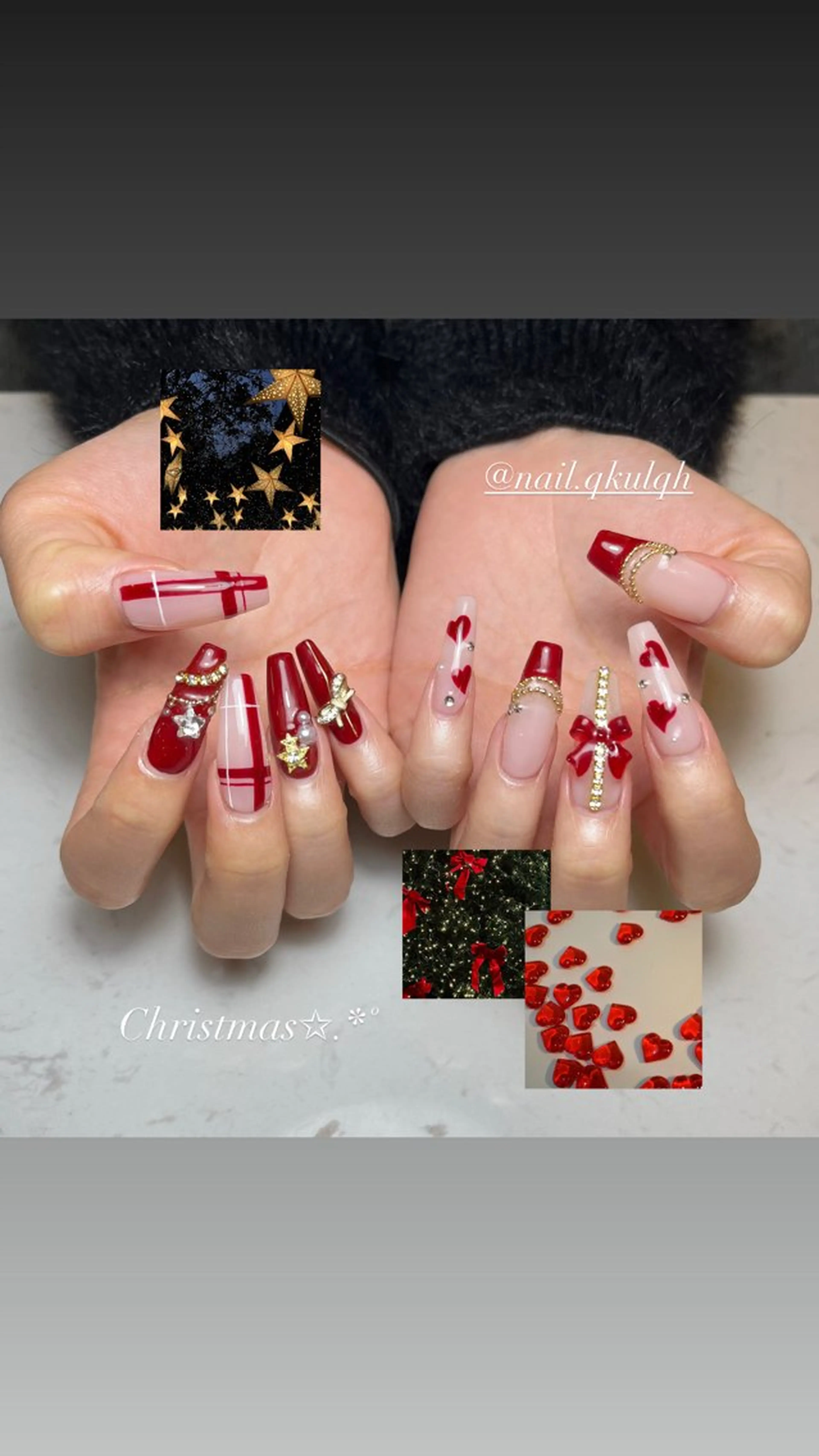 ネイル 冬ネイル クリスマス ハンドネイル D.d Haruka /y2k/持ち込みのネイルデザイン