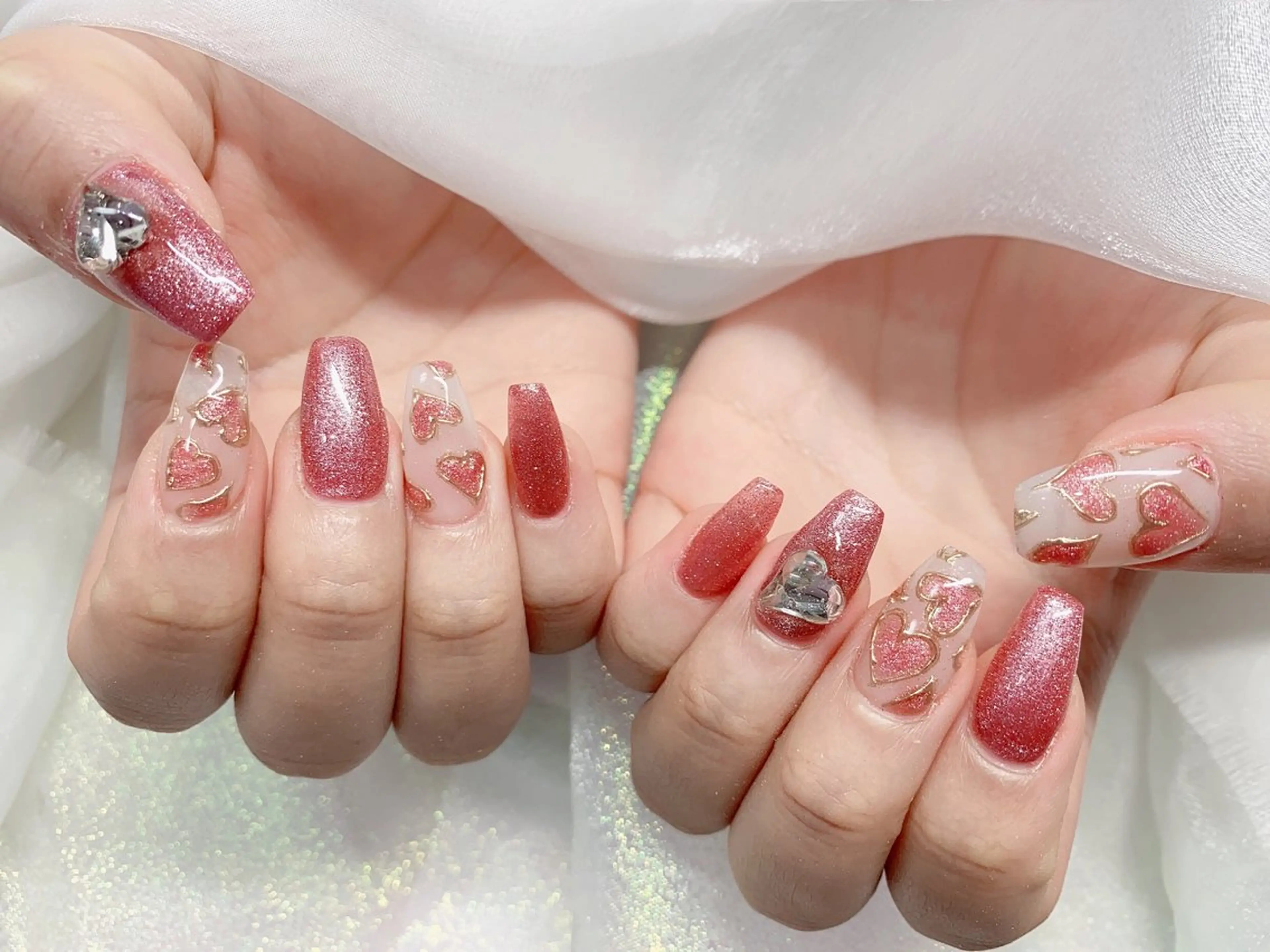 ネイル 長さ出し ジェルネイル キラキラネイル 大理石ネイル(マーブル) ニュアンスネイル Morpho nailのネイルデザイン