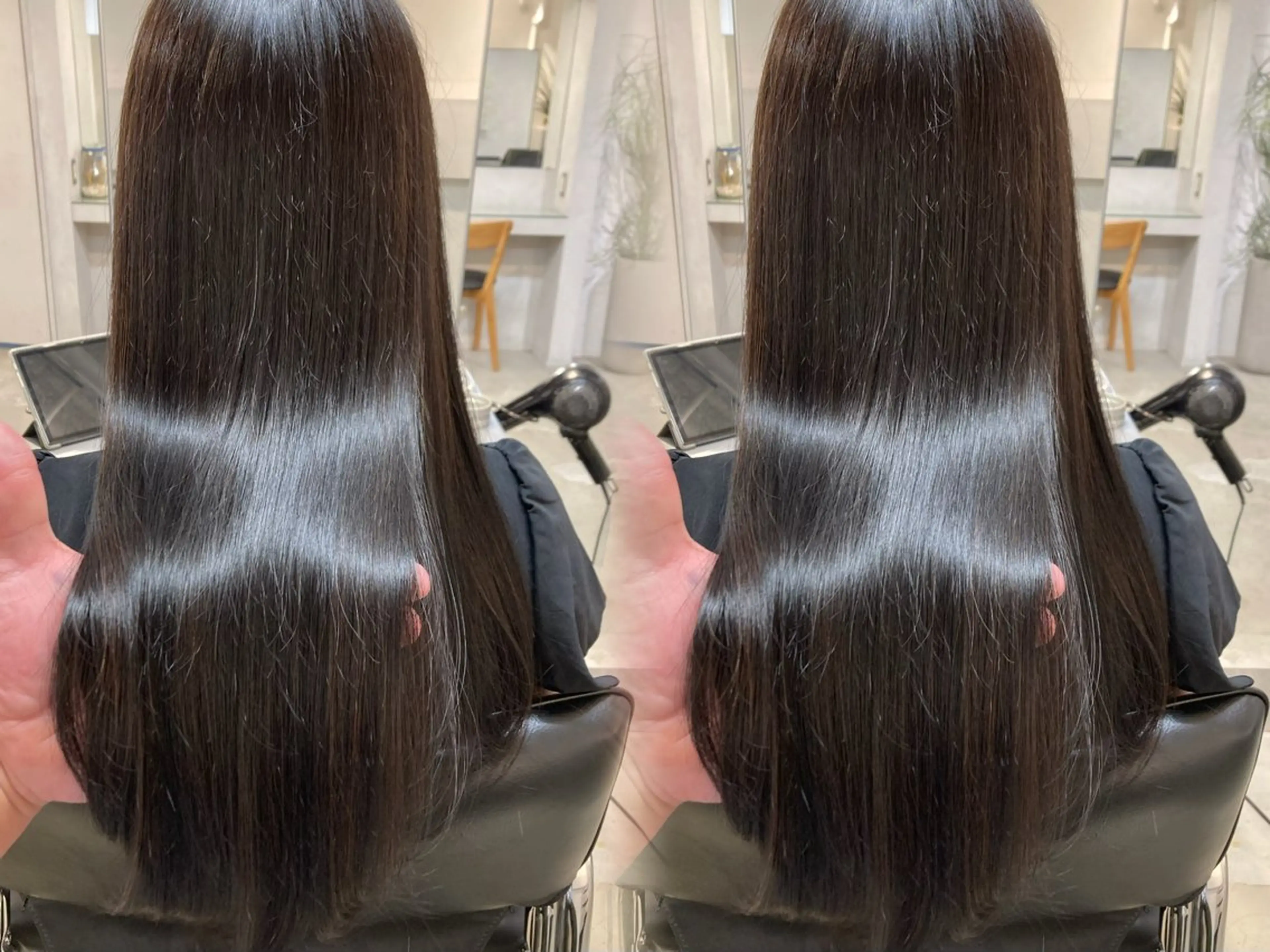 ロング 縮毛矯正 カット ヘアカラー 縮毛矯正 結べるくびれボブ/透 明感カラーtaigaのヘアスタイル