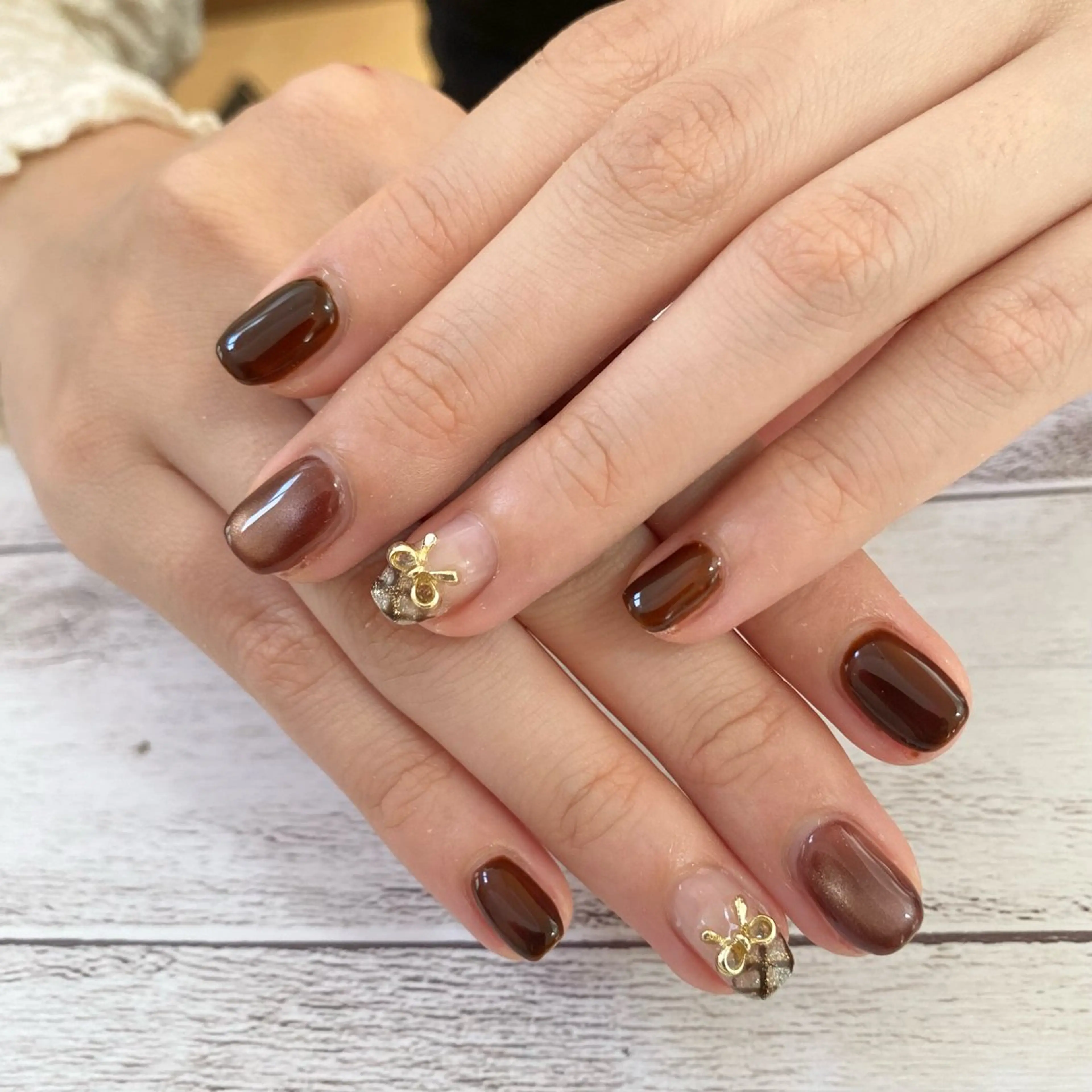 ネイル ブラウン ハンドネイル nail salon muuのネイルデザイン