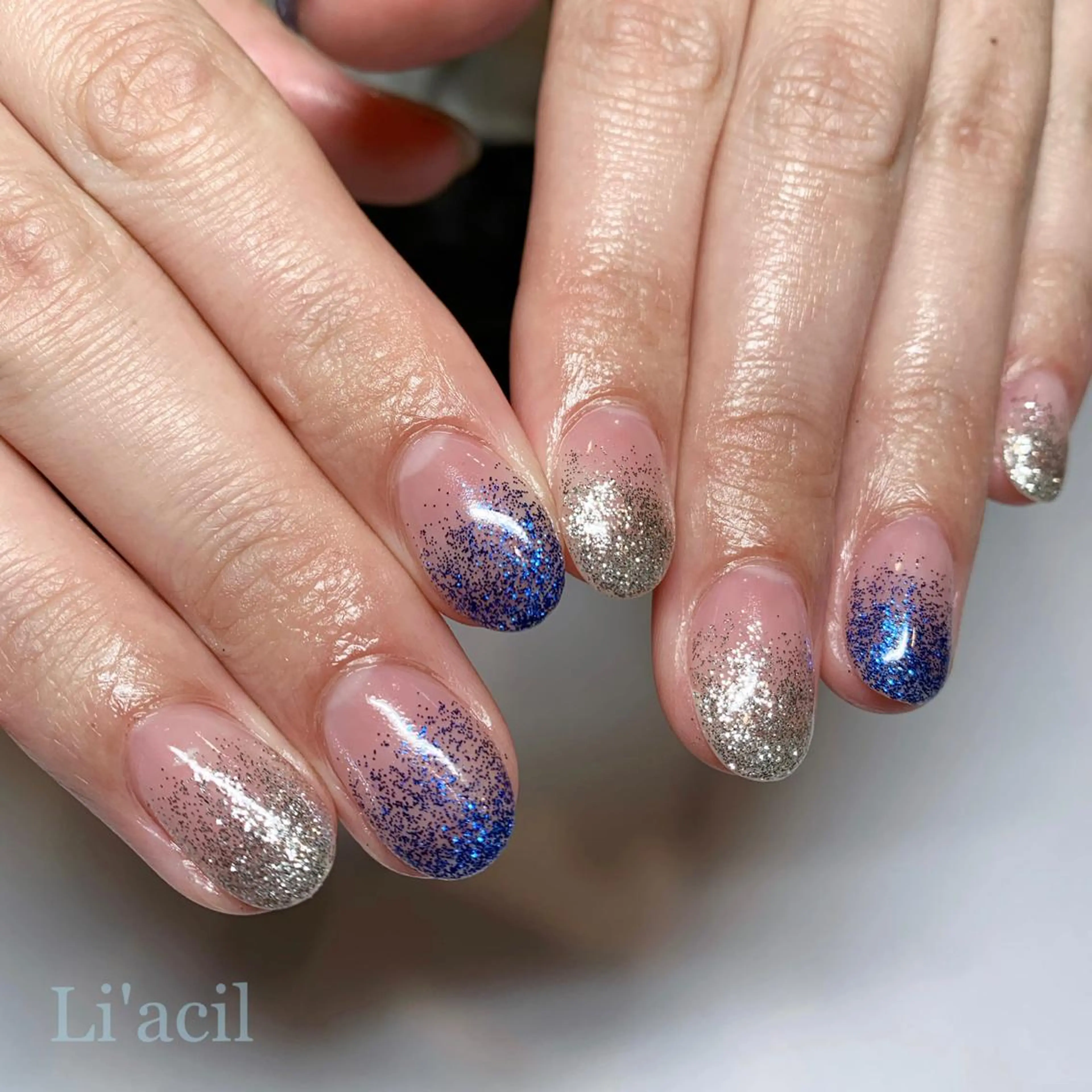ネイル グラデーション ラメ(グリッター) ラメグラデーション Baleine × Li'acil所属・Minami Kodamaのネイルデザイン